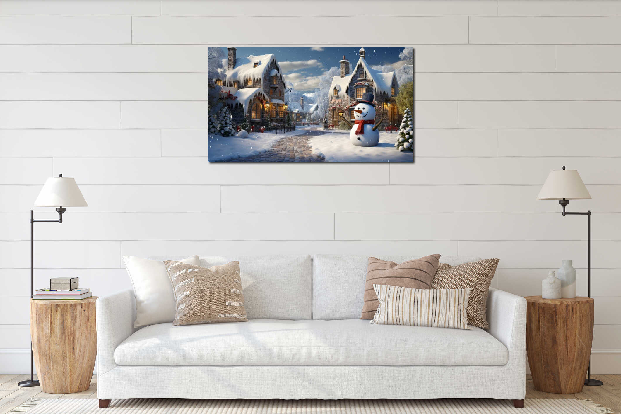 Canvas hanging interior mockup