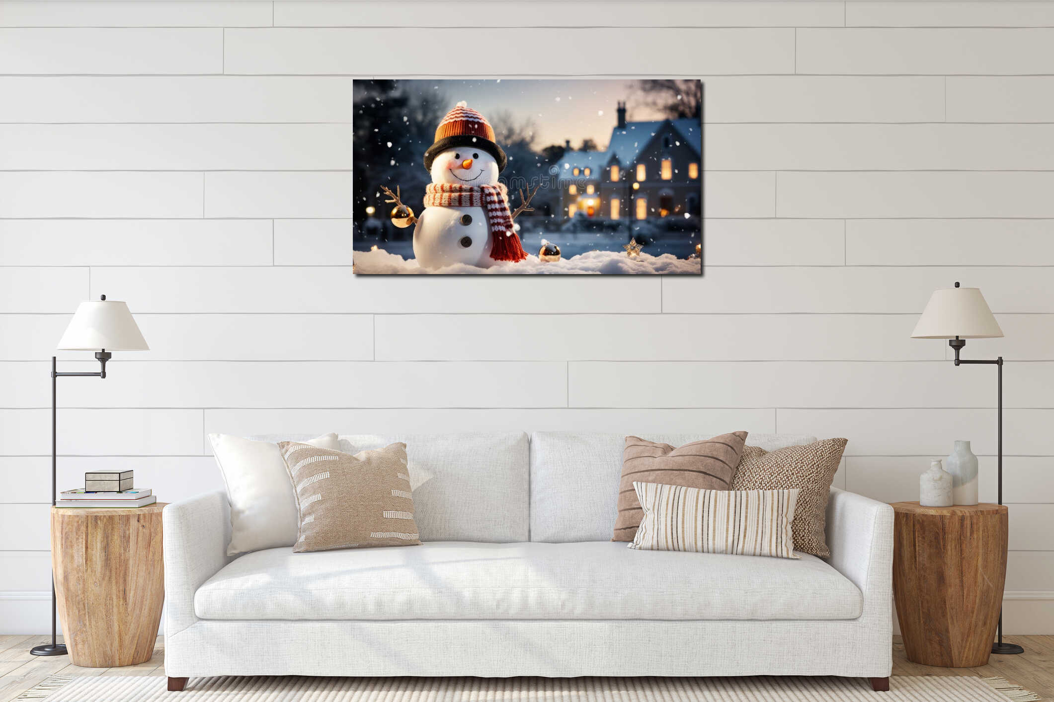Canvas hanging interior mockup