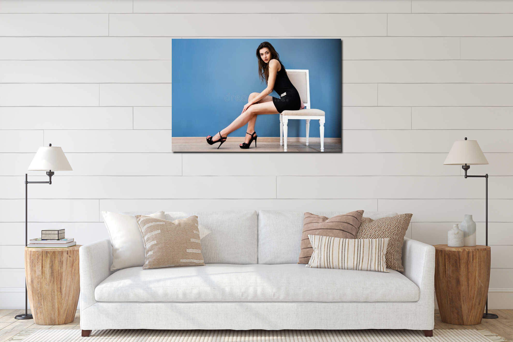 Canvas hanging interior mockup