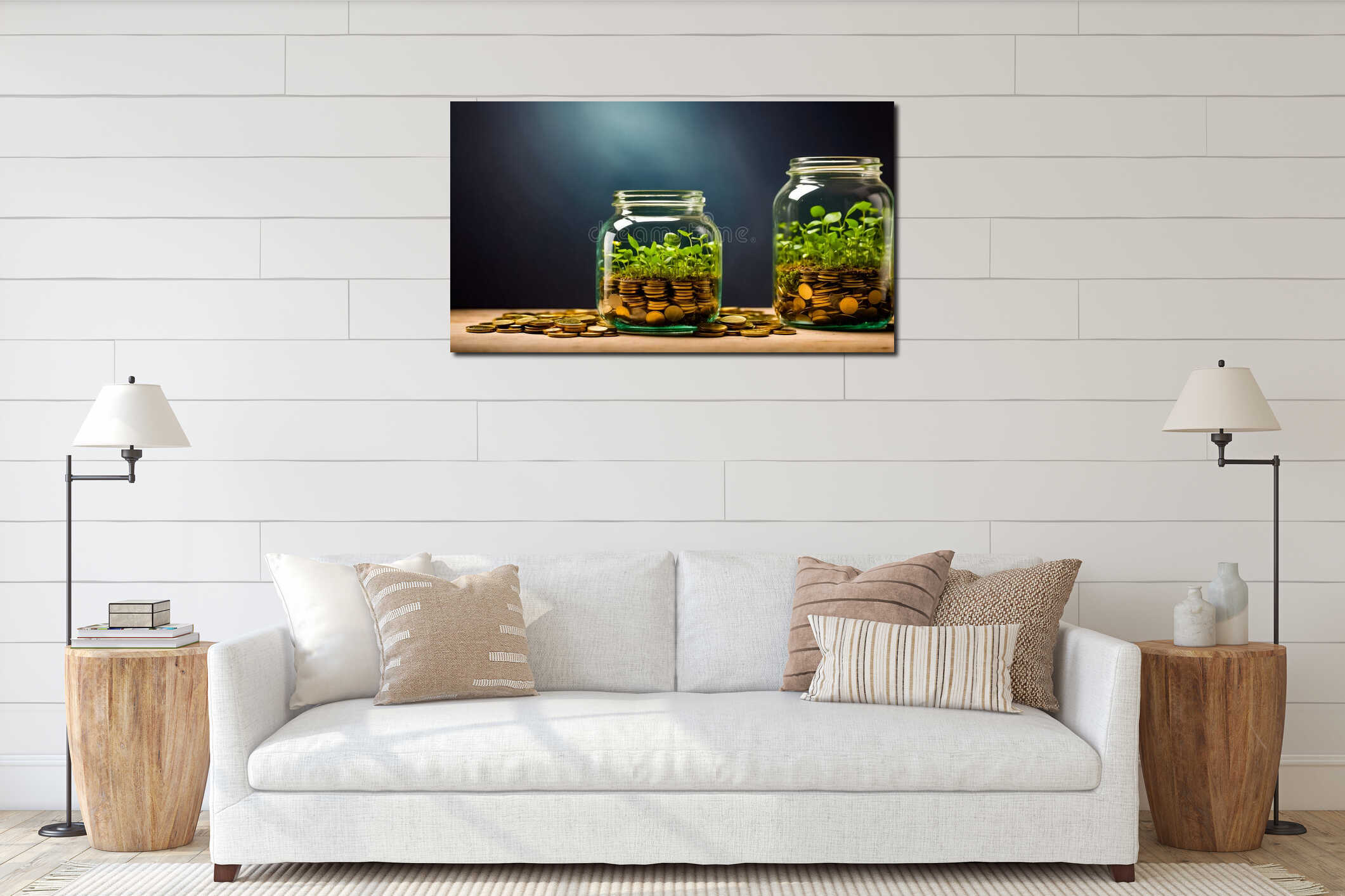 Canvas hanging interior mockup