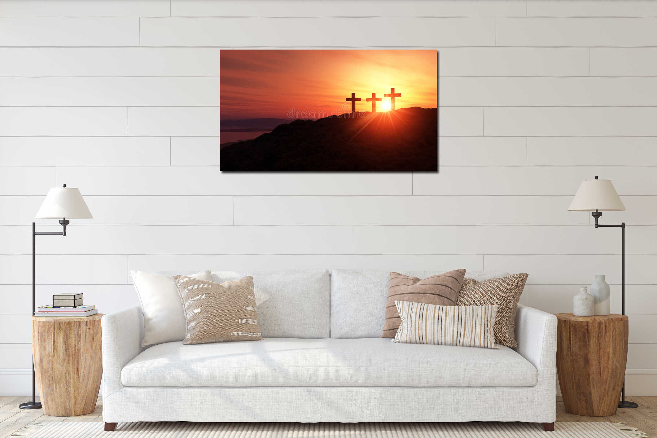 Canvas hanging interior mockup