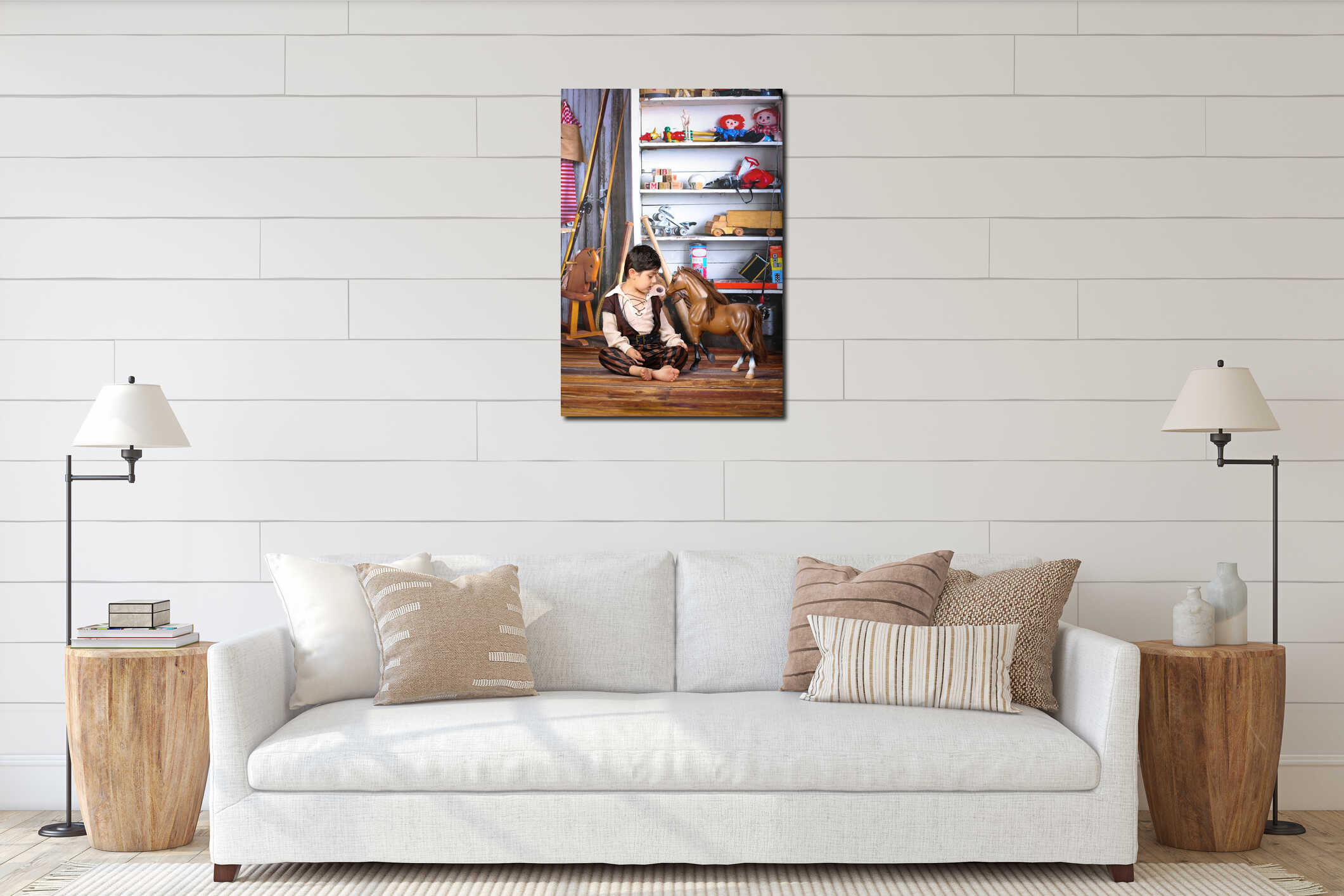 Canvas hanging interior mockup