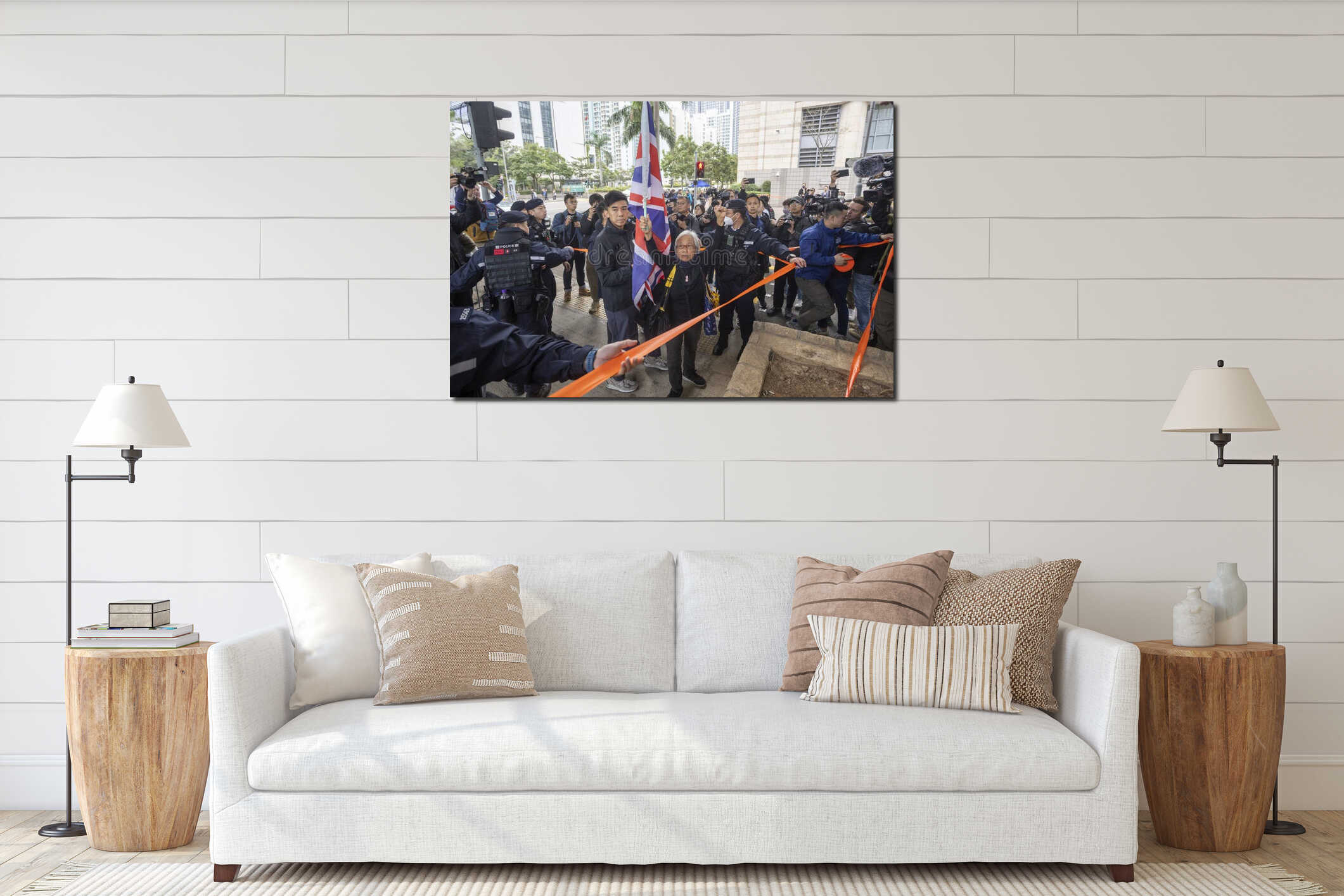 Canvas hanging interior mockup