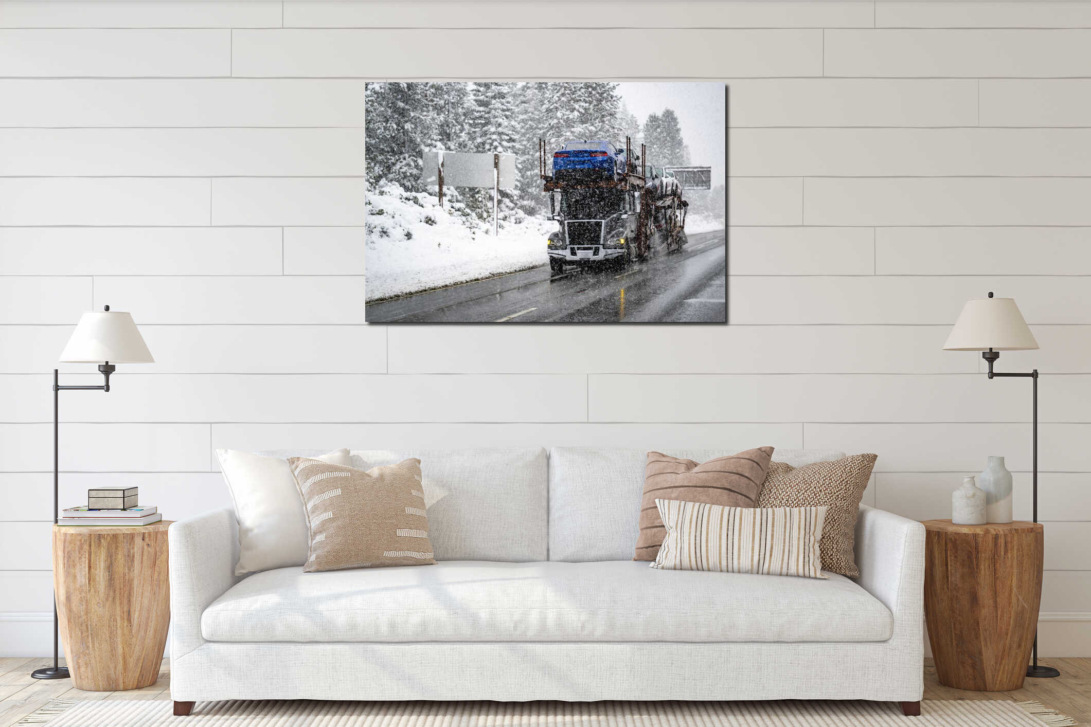 Canvas hanging interior mockup