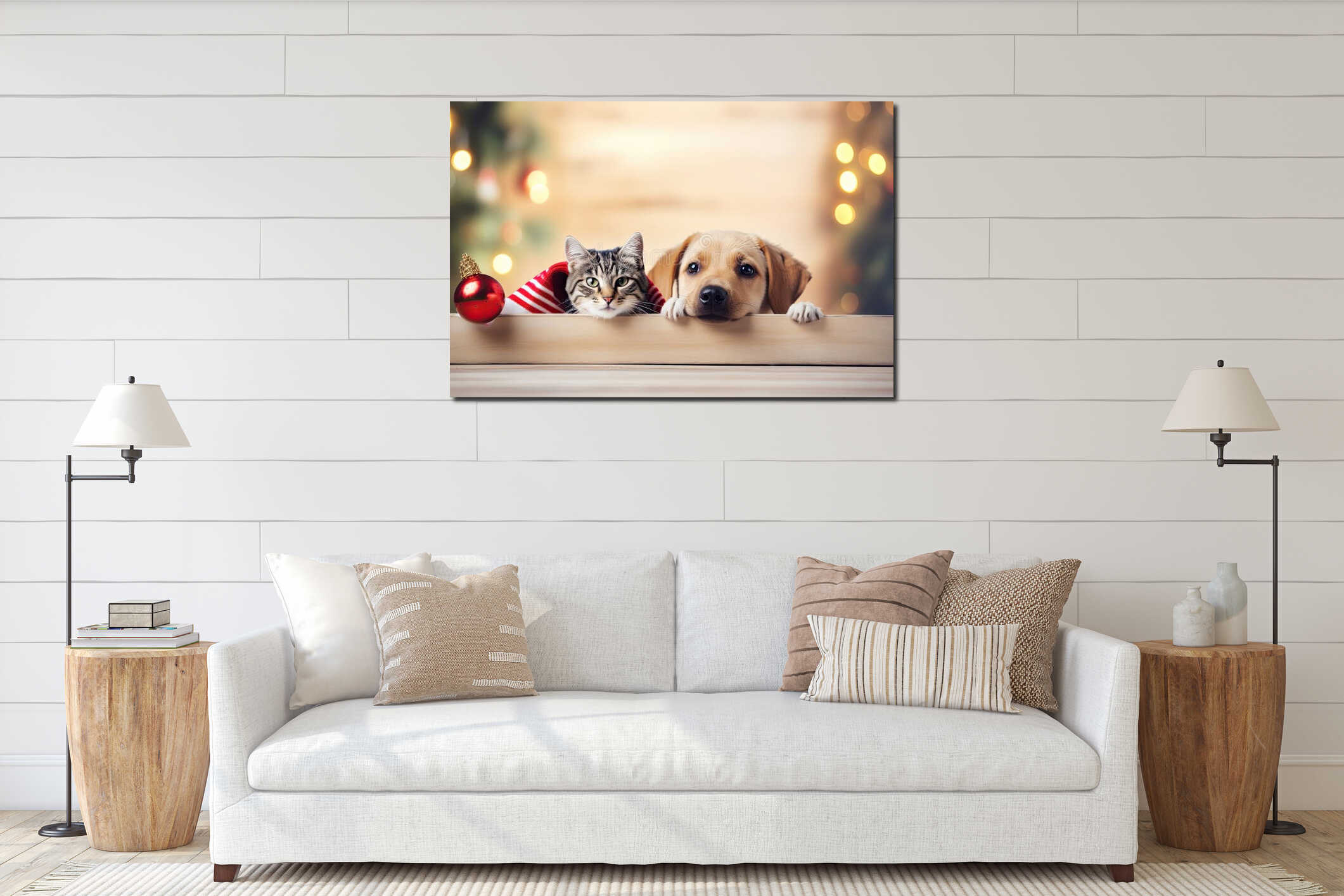Canvas hanging interior mockup