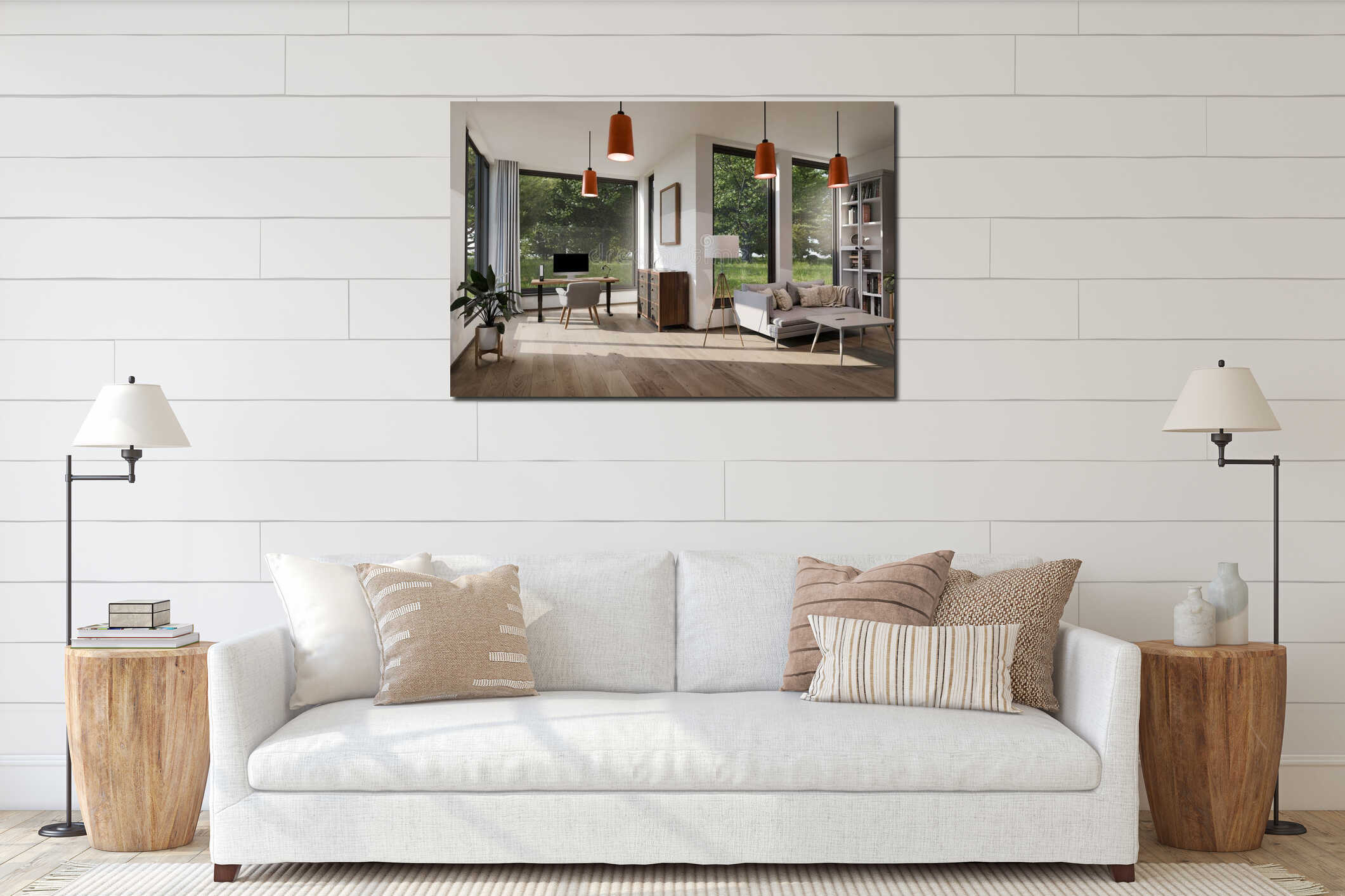 Canvas hanging interior mockup