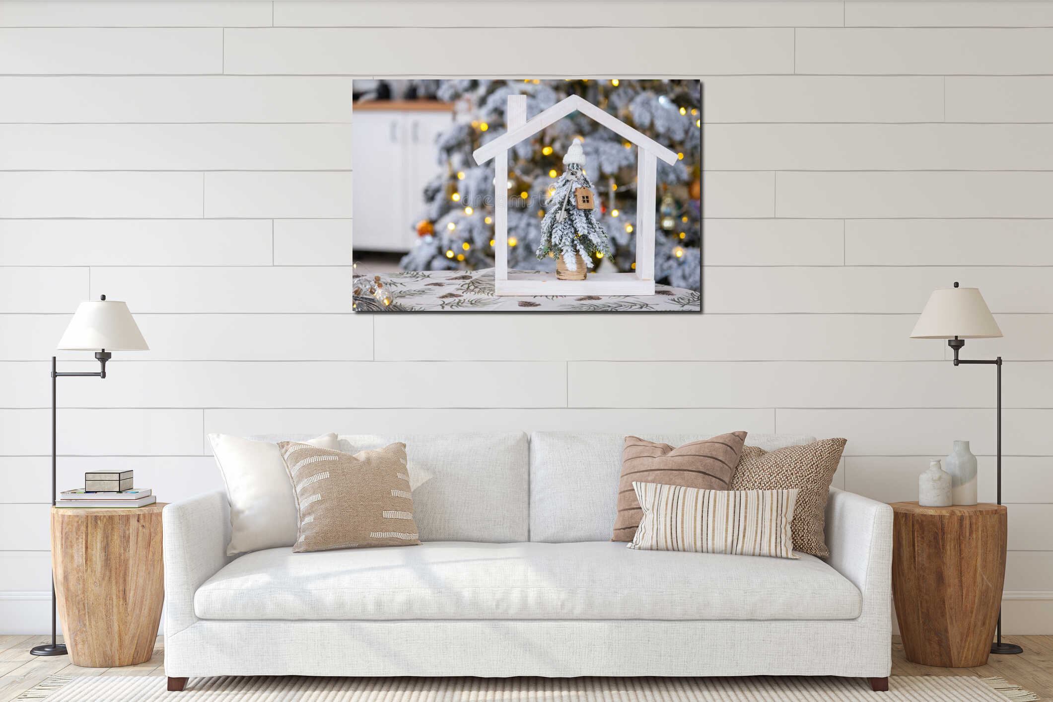 Canvas hanging interior mockup