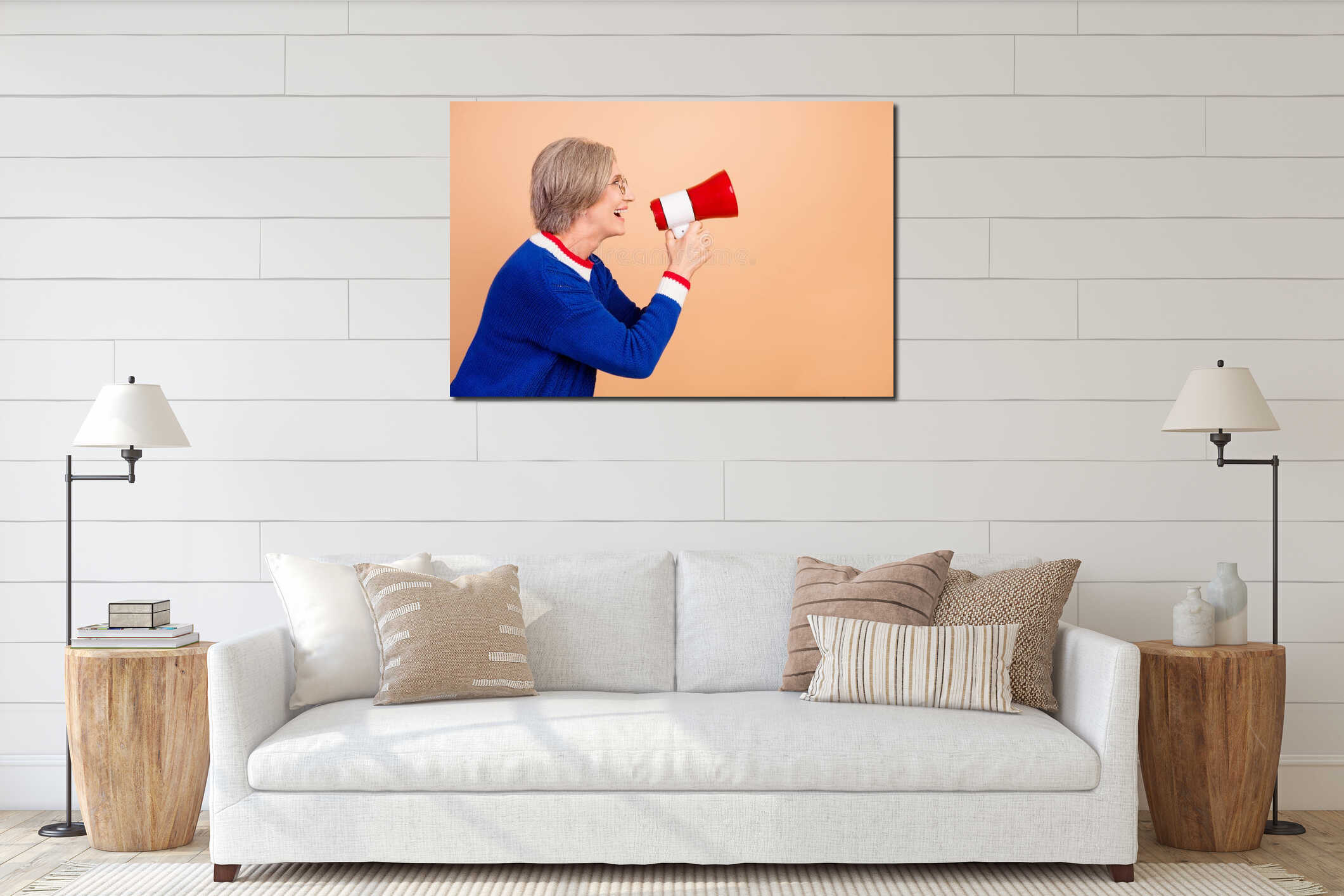 Canvas hanging interior mockup