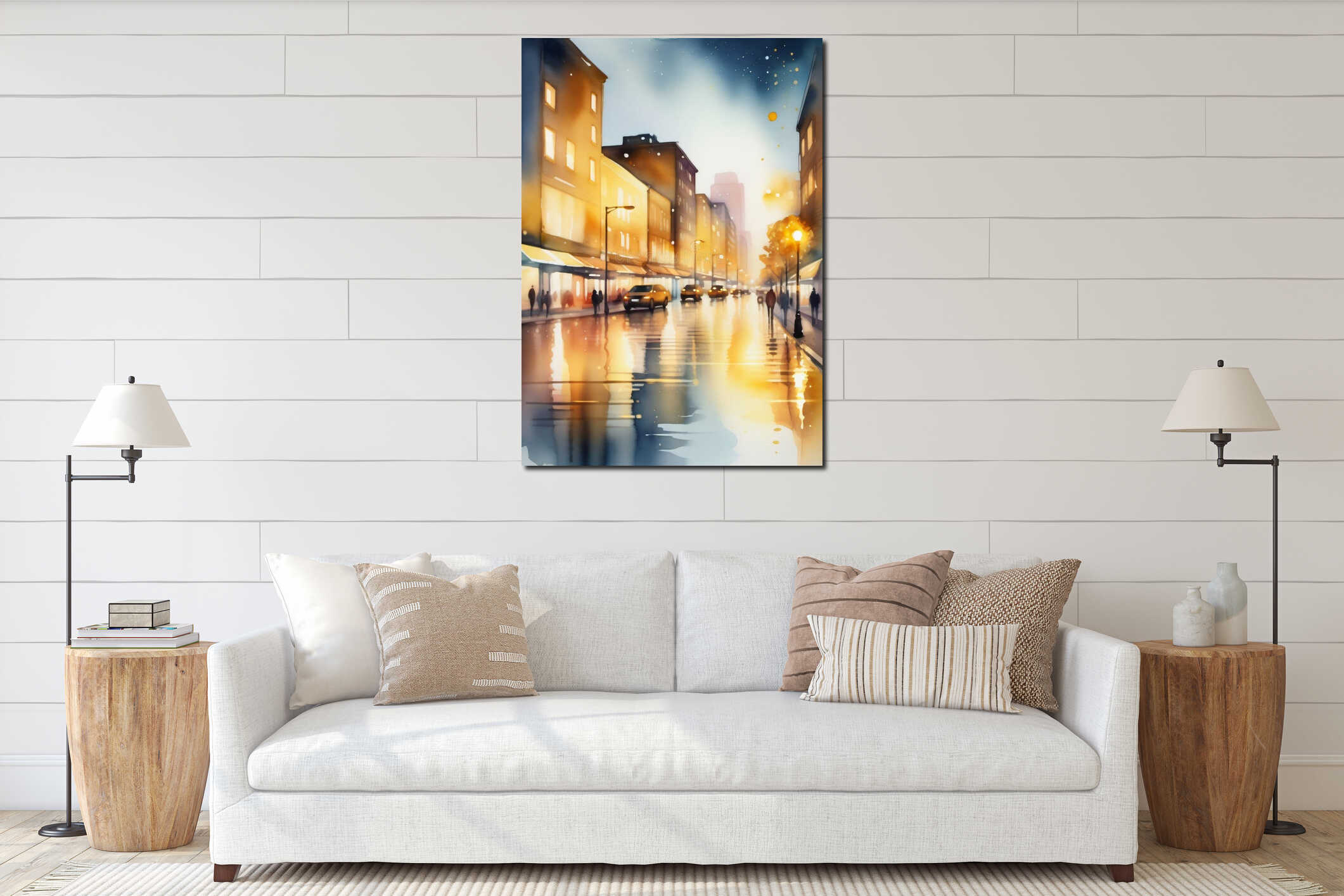 Canvas hanging interior mockup