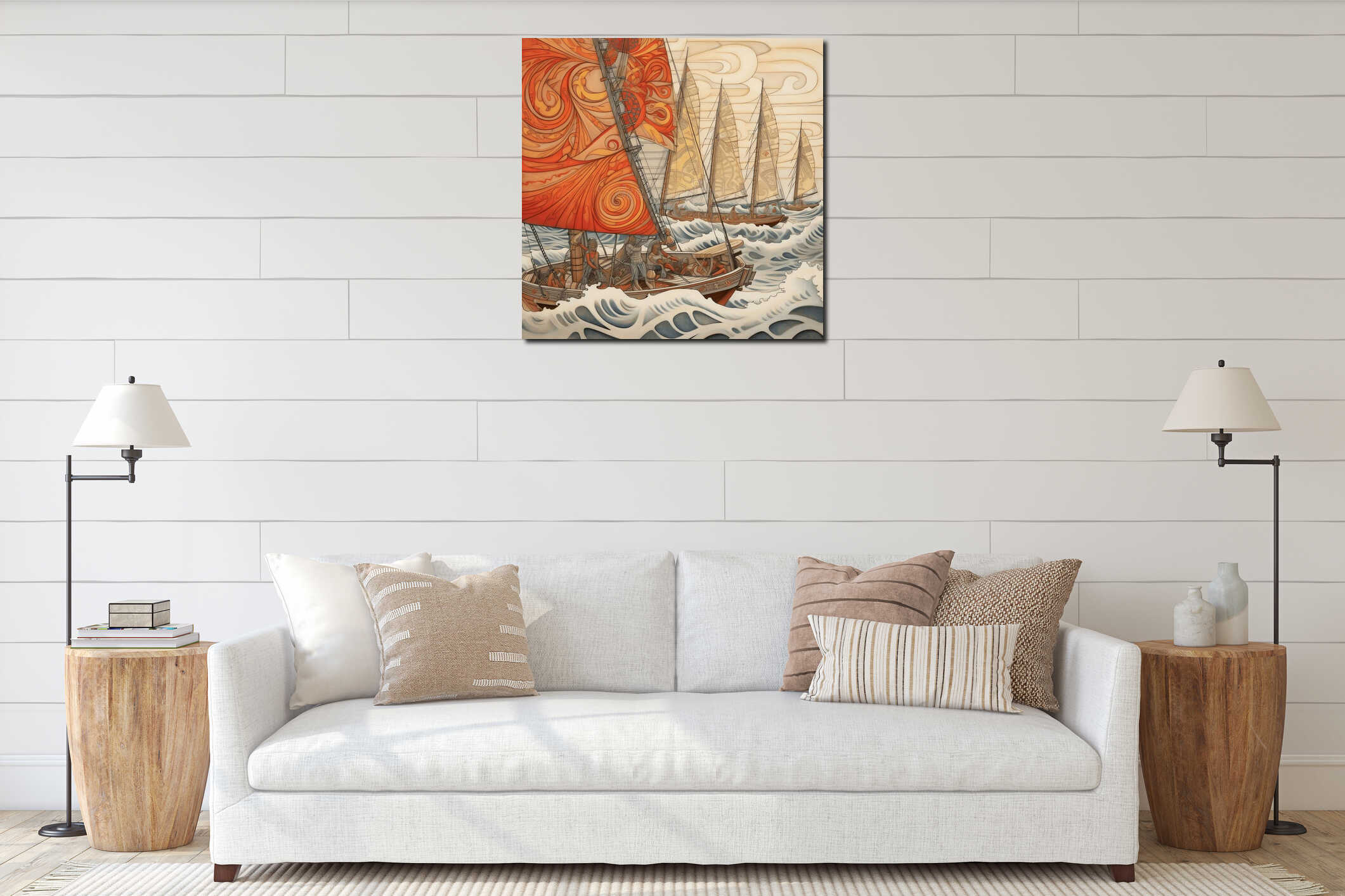 Canvas hanging interior mockup