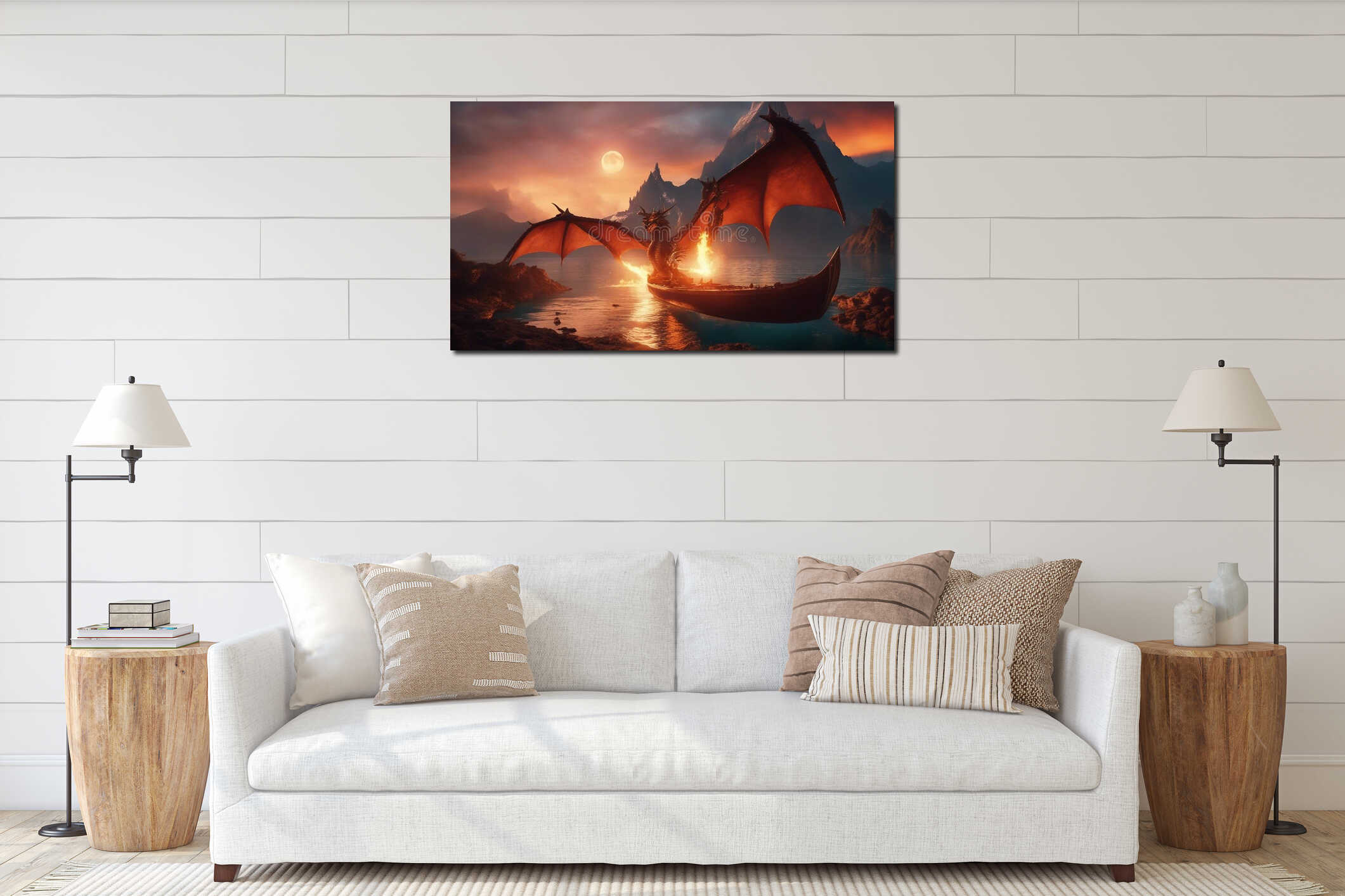 Canvas hanging interior mockup