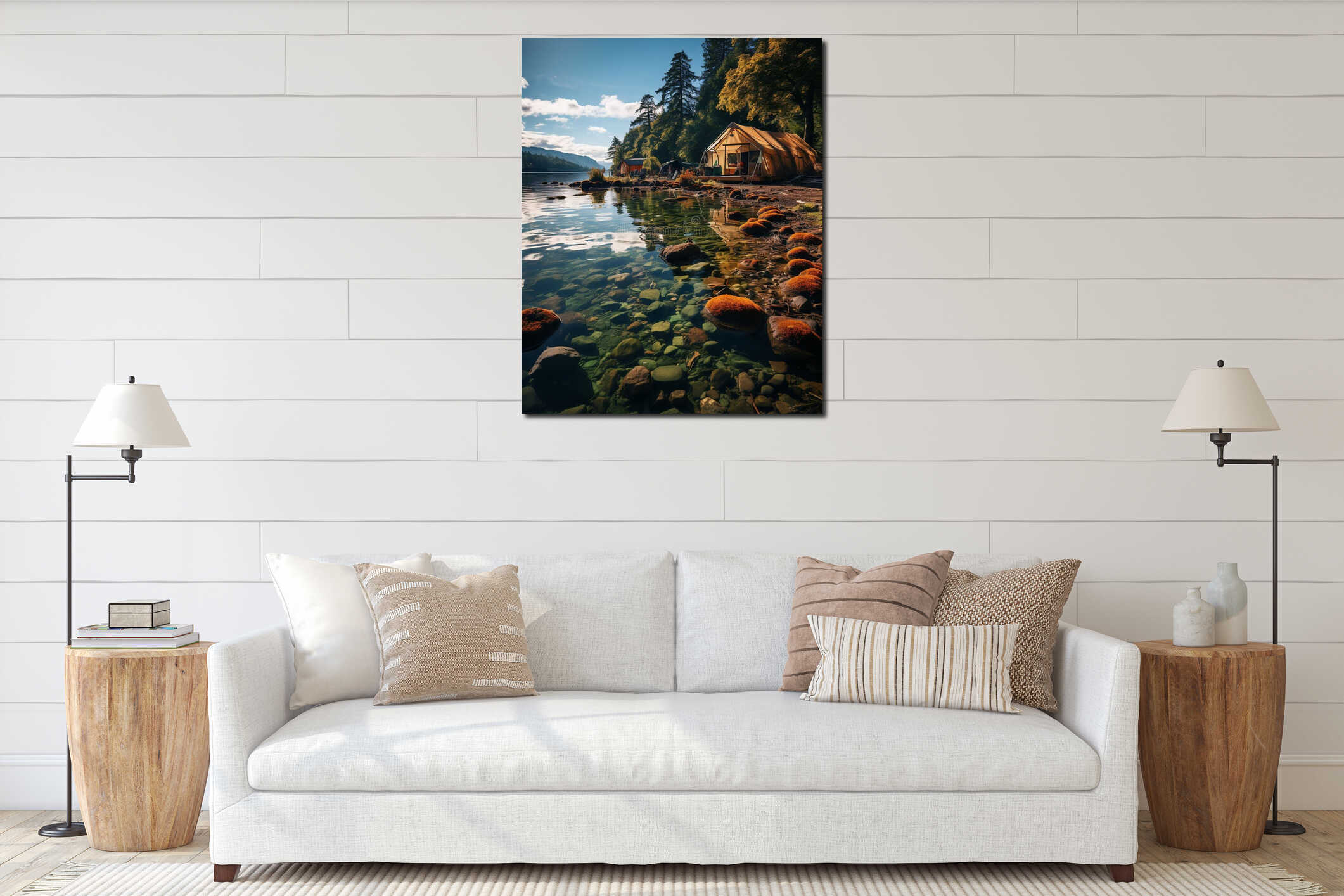 Canvas hanging interior mockup
