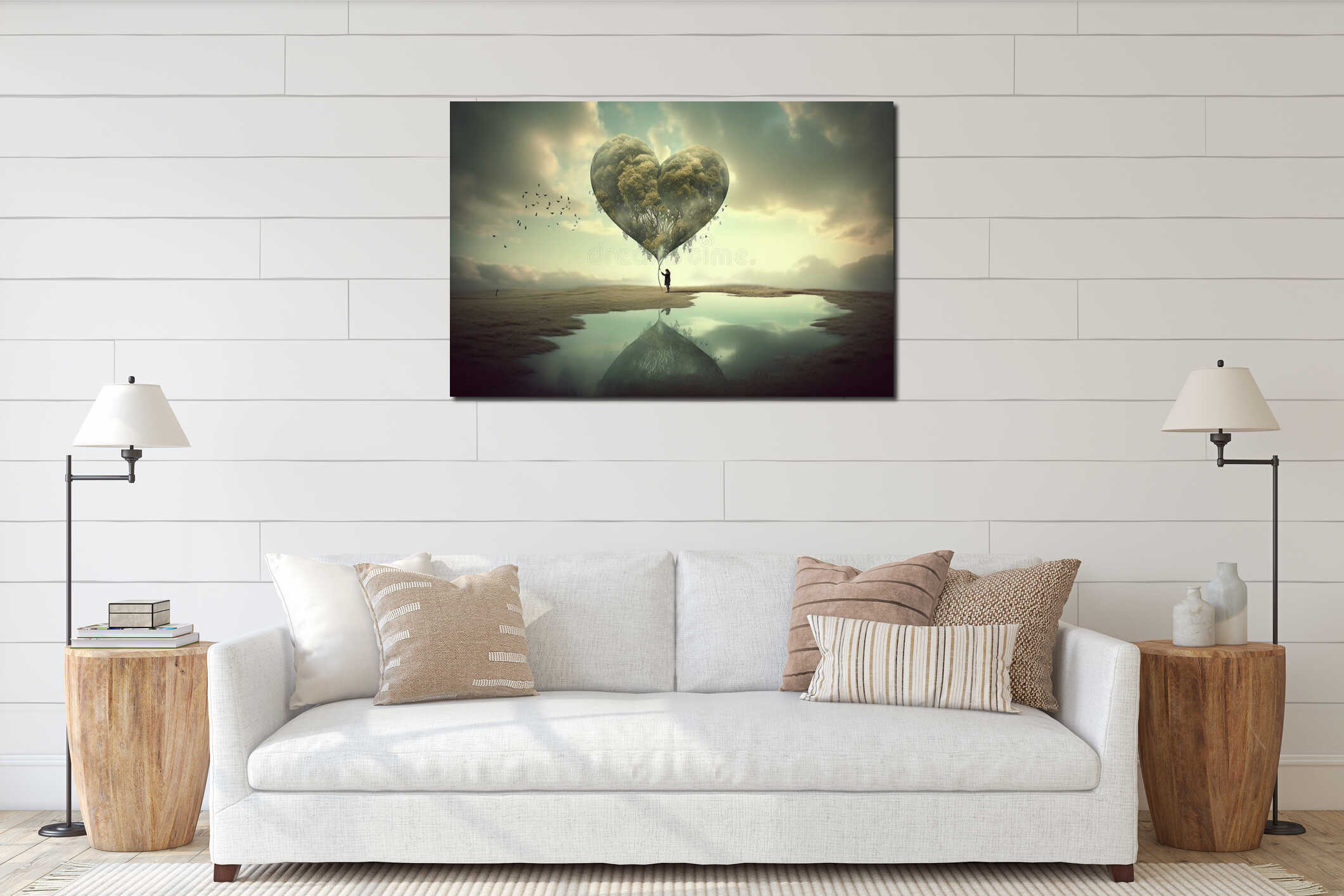 Canvas hanging interior mockup