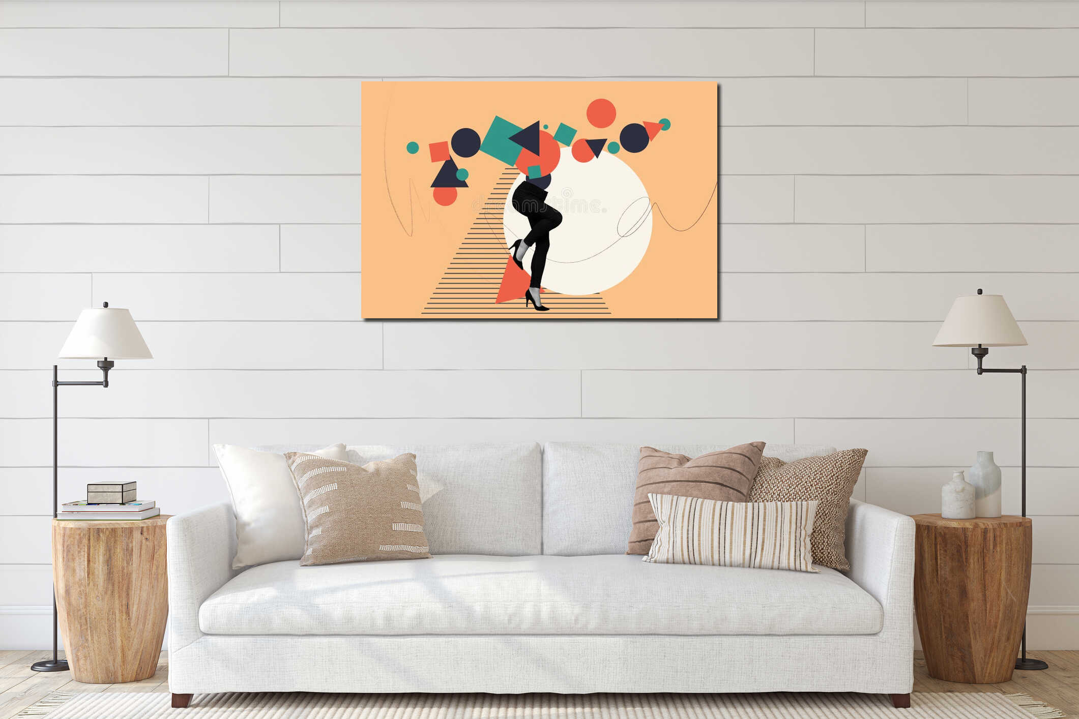 Canvas hanging interior mockup