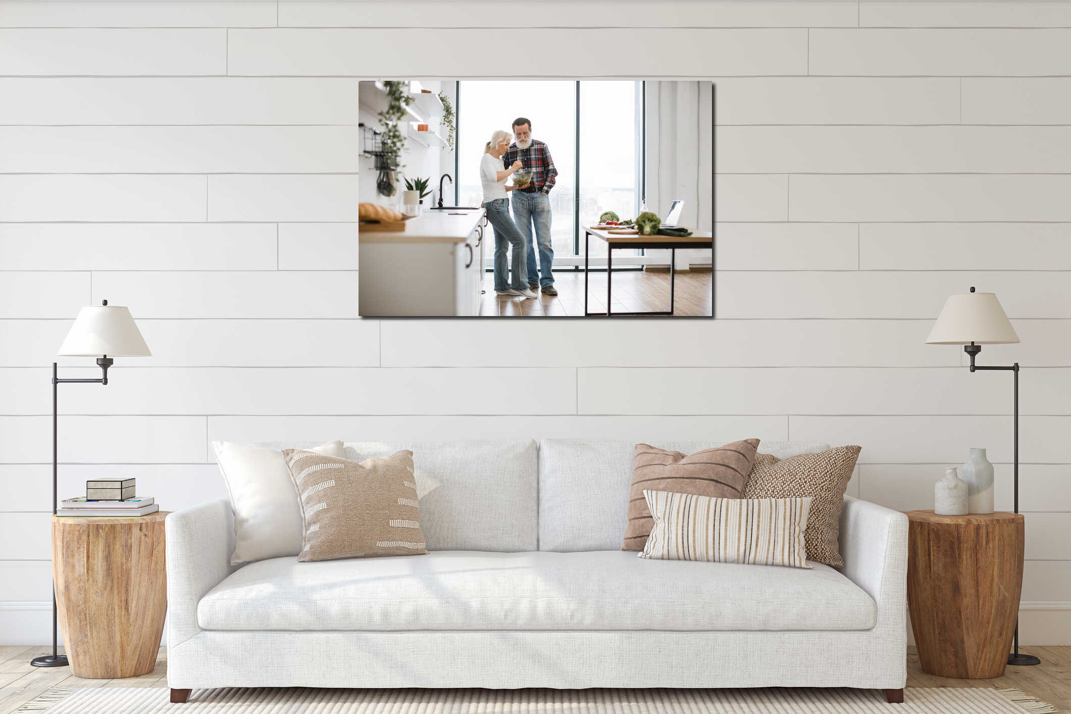 Canvas hanging interior mockup