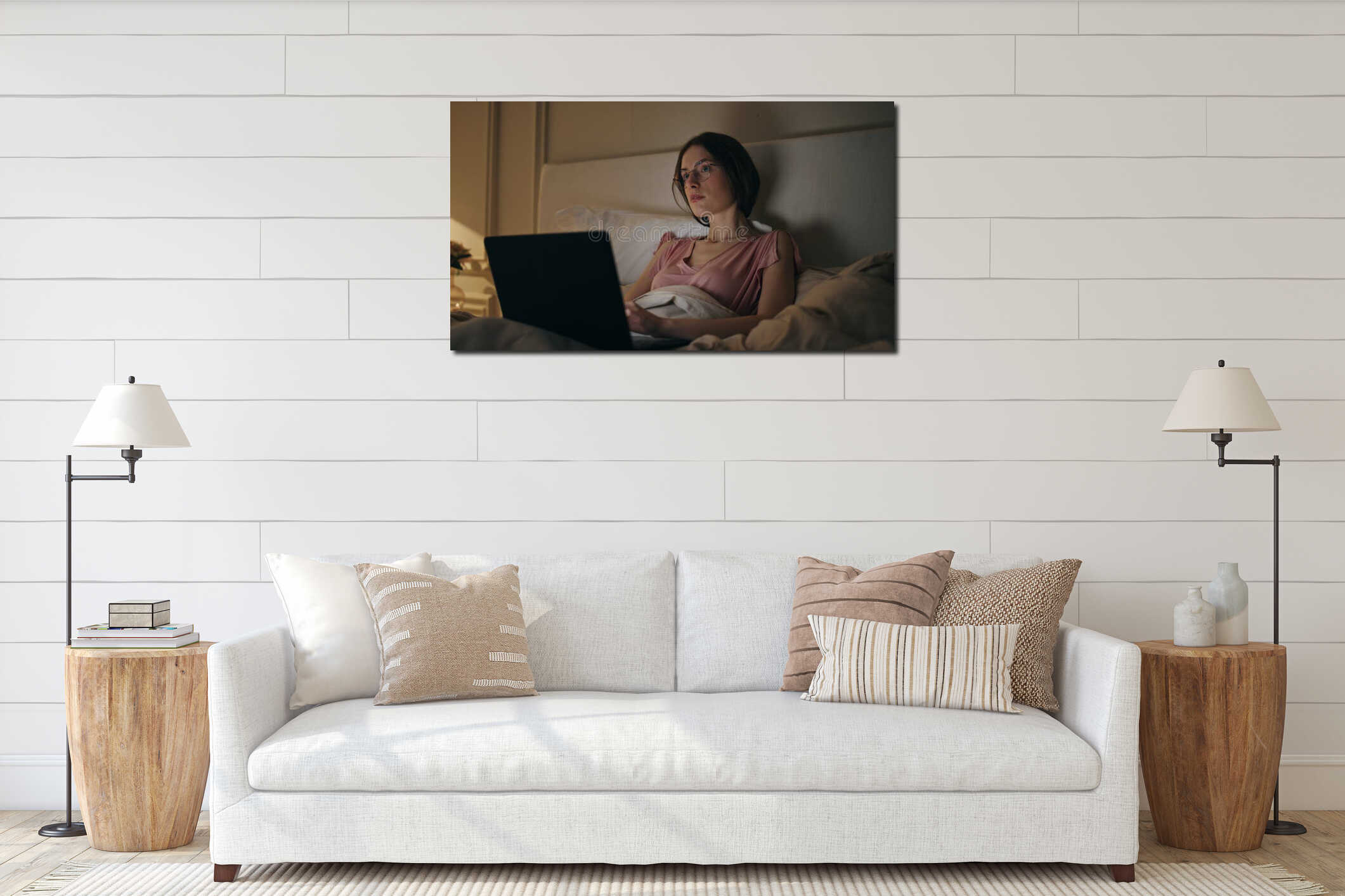 Canvas hanging interior mockup