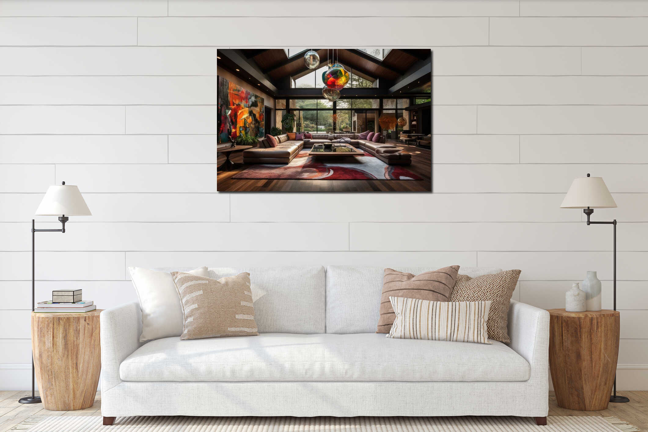 Canvas hanging interior mockup