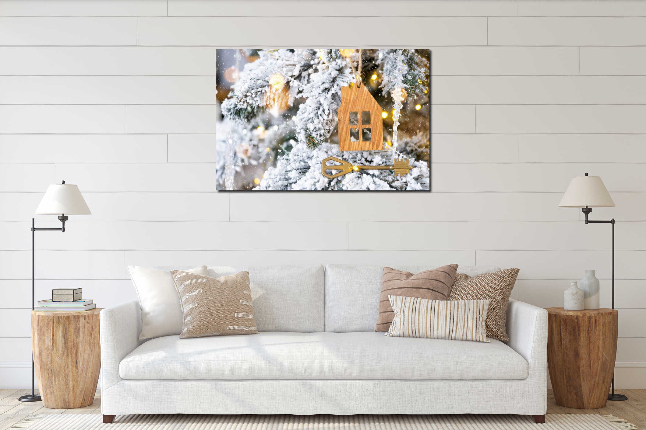 Canvas hanging interior mockup