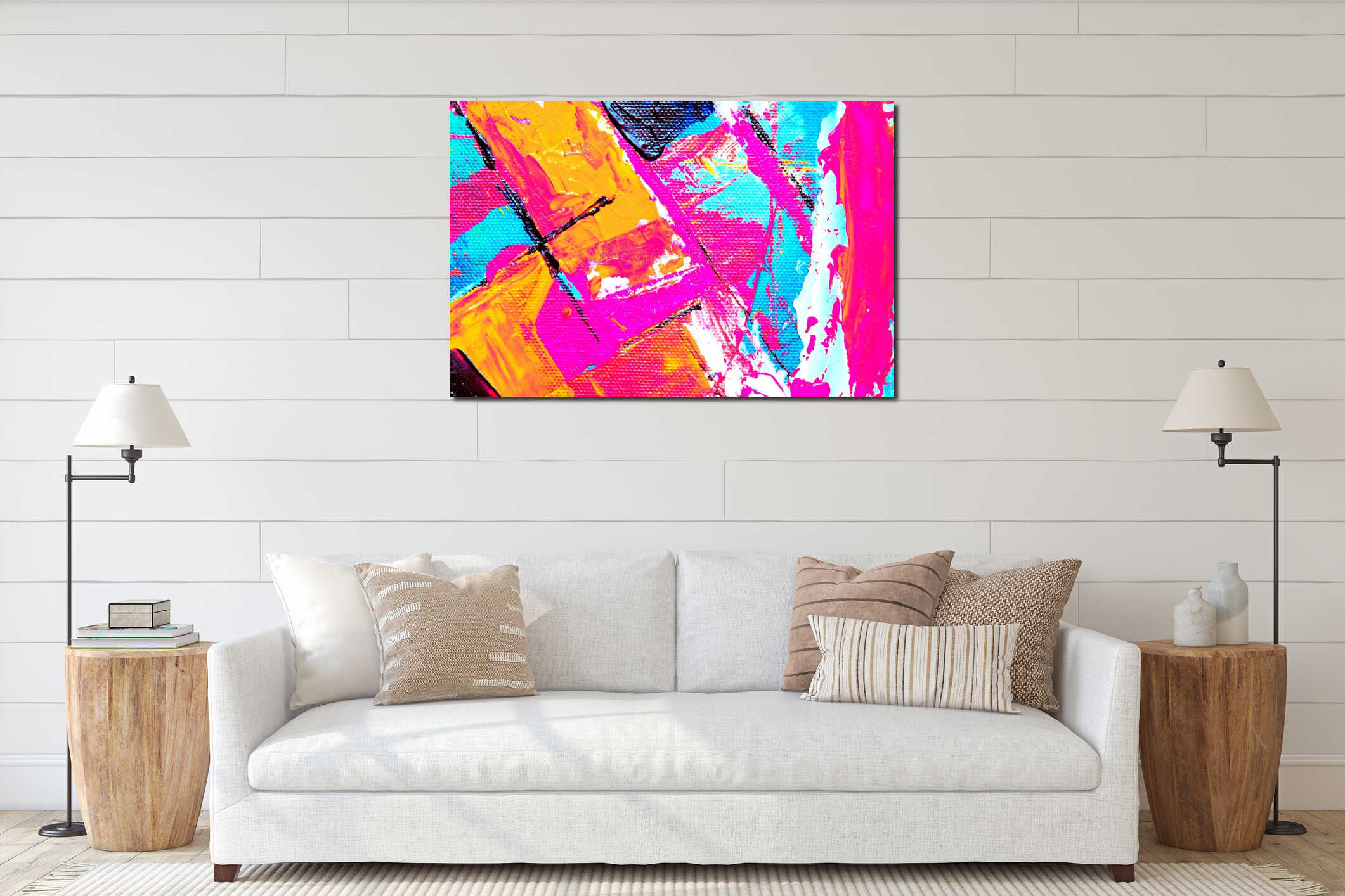 Canvas hanging interior mockup