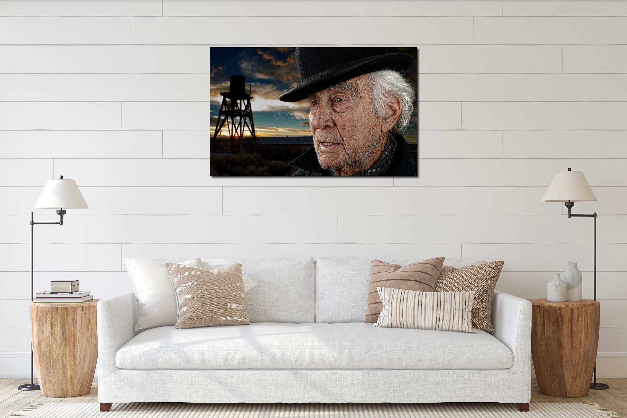 Canvas hanging interior mockup