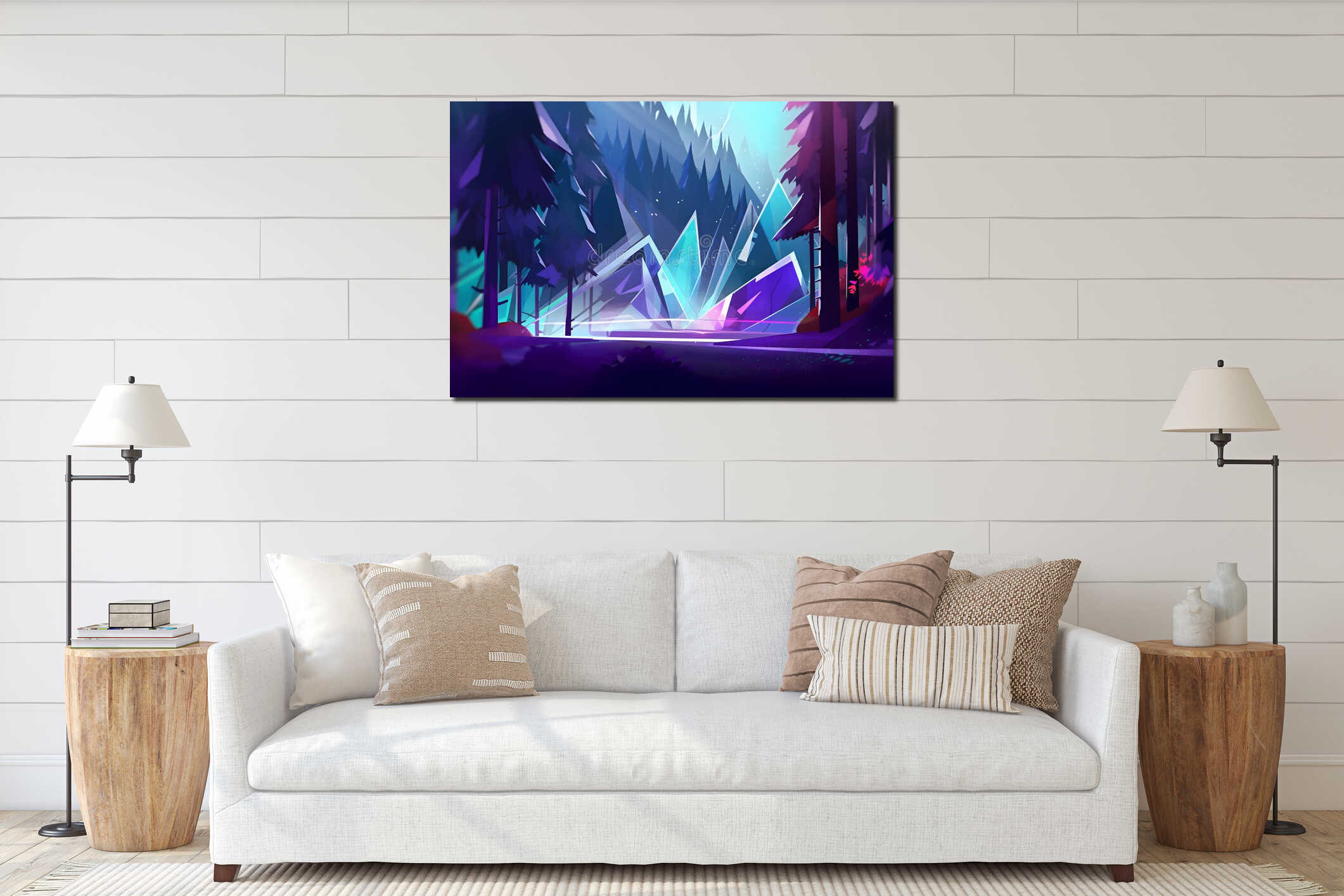 Canvas hanging interior mockup