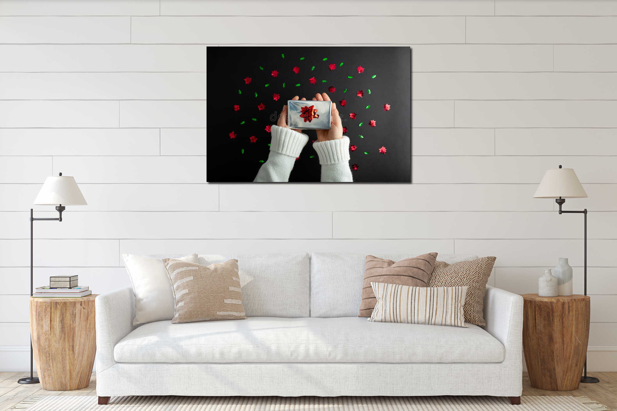 Canvas hanging interior mockup