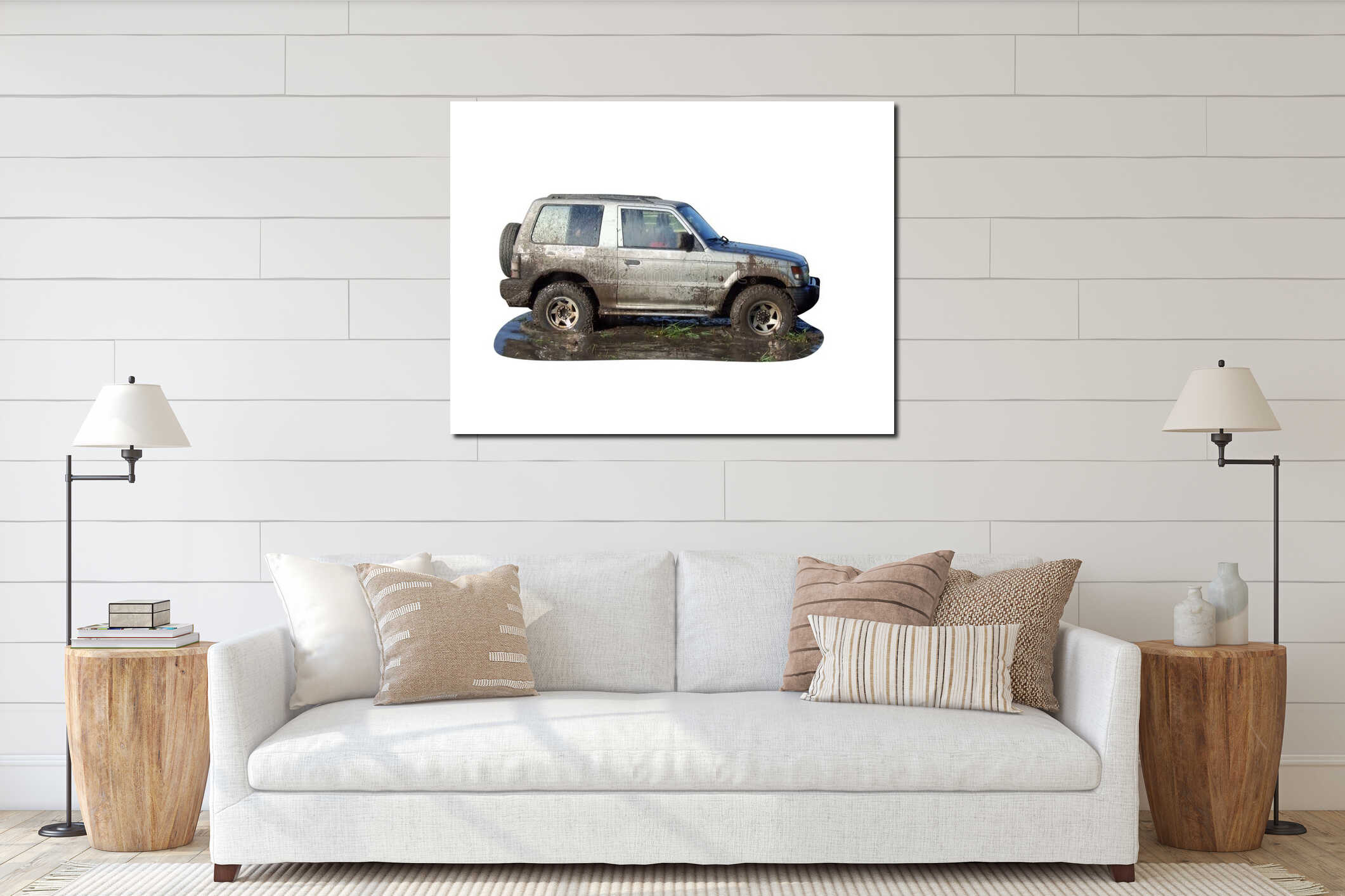 Canvas hanging interior mockup