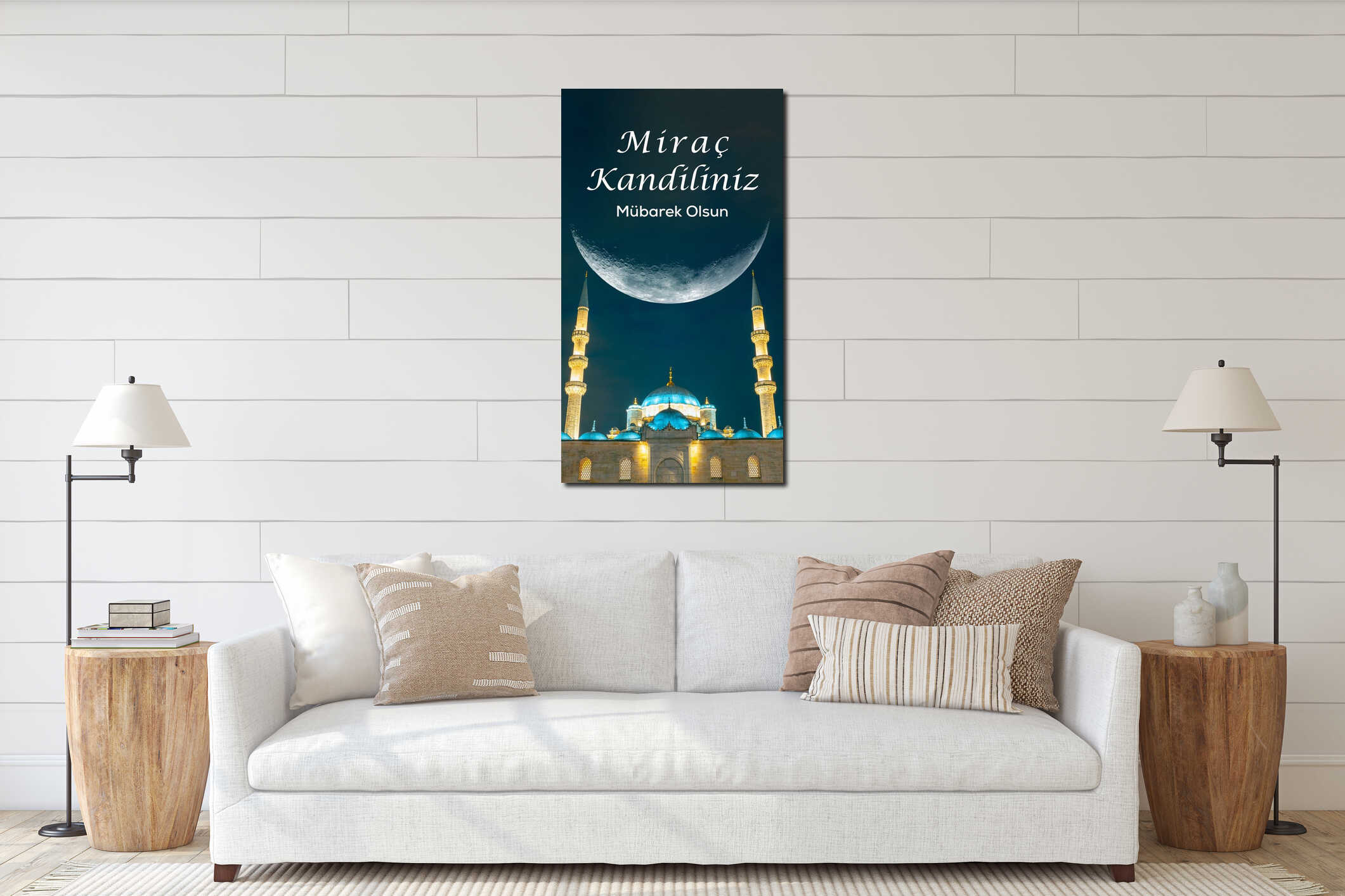 Canvas hanging interior mockup