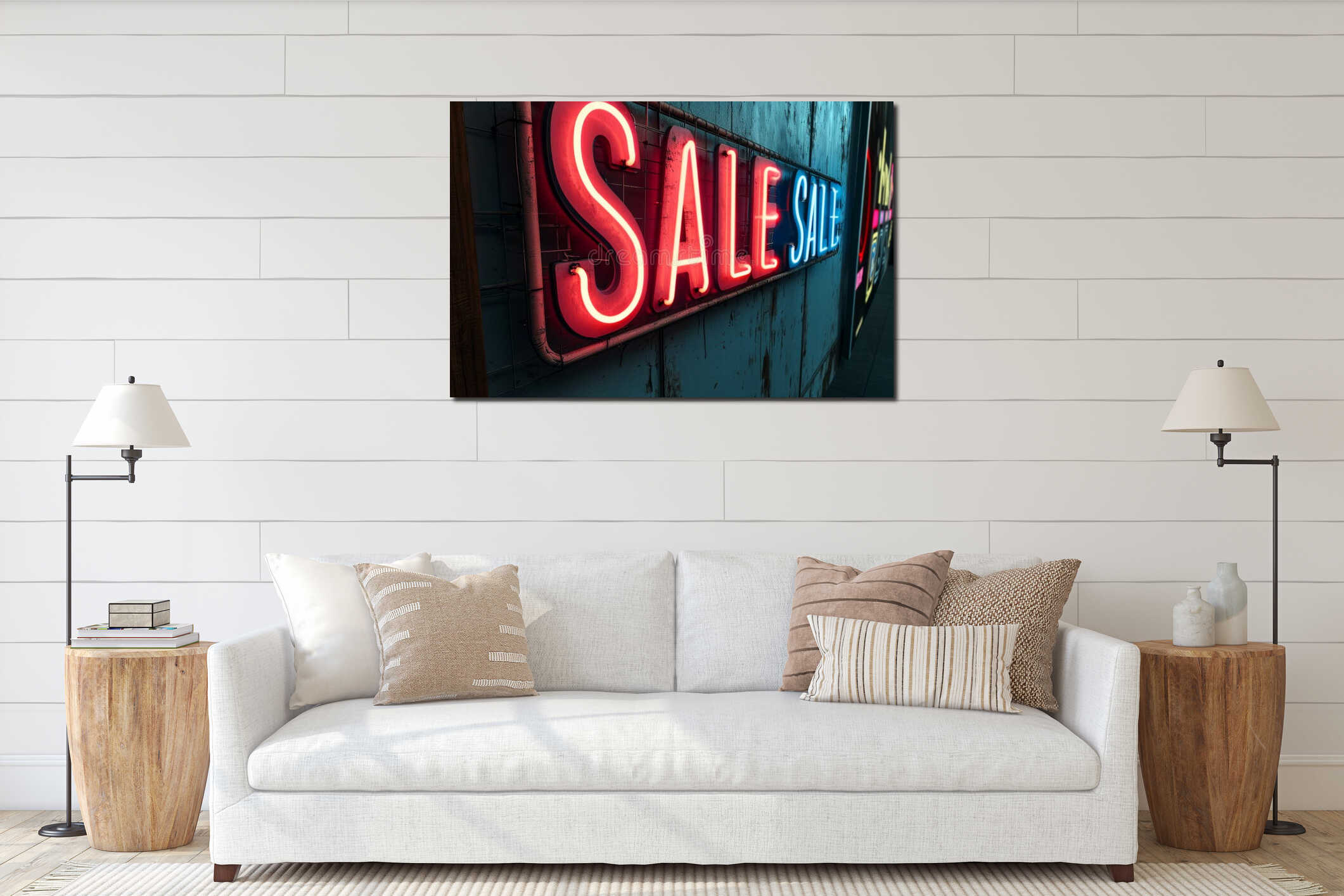 Canvas hanging interior mockup