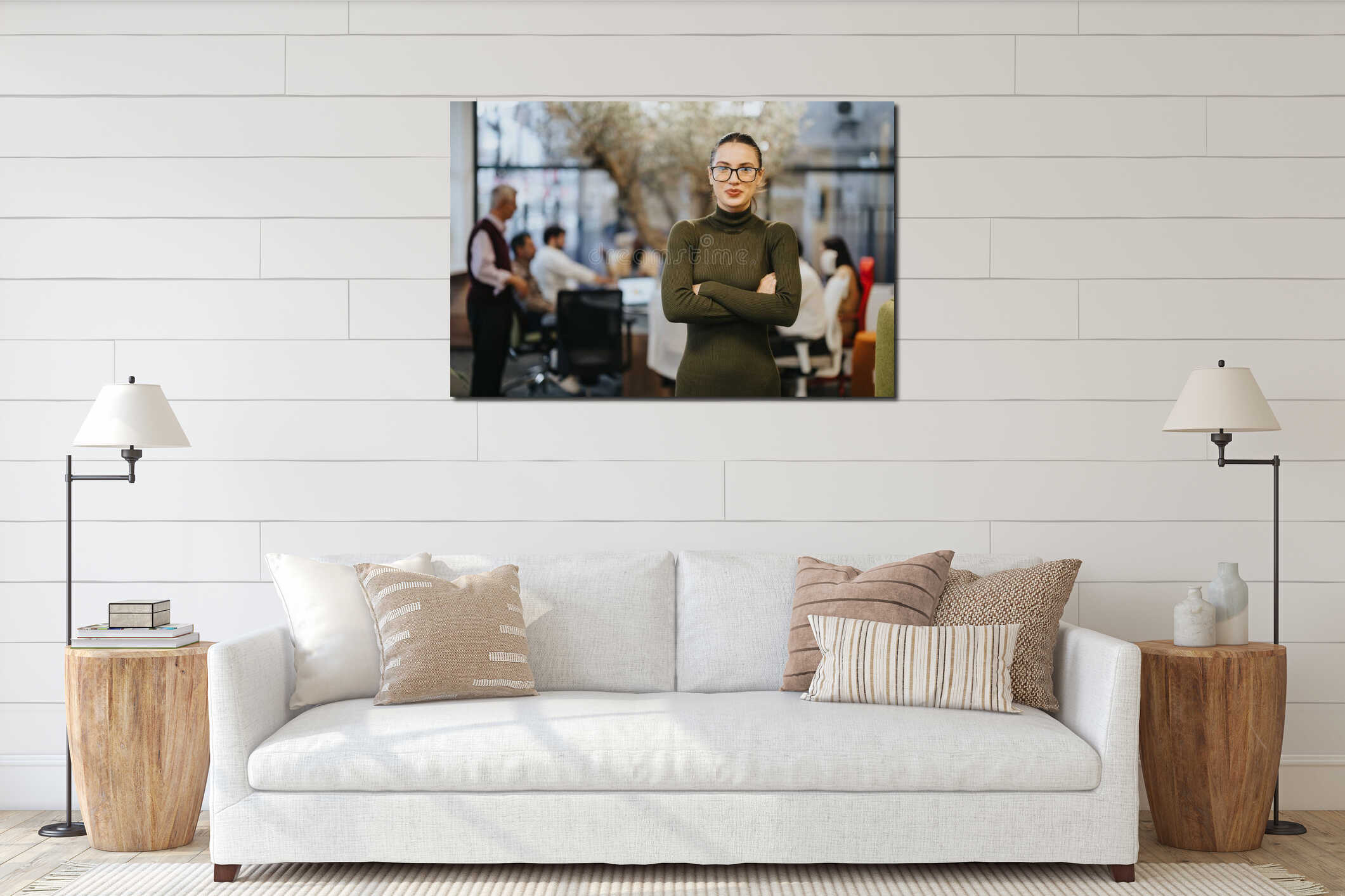 Canvas hanging interior mockup