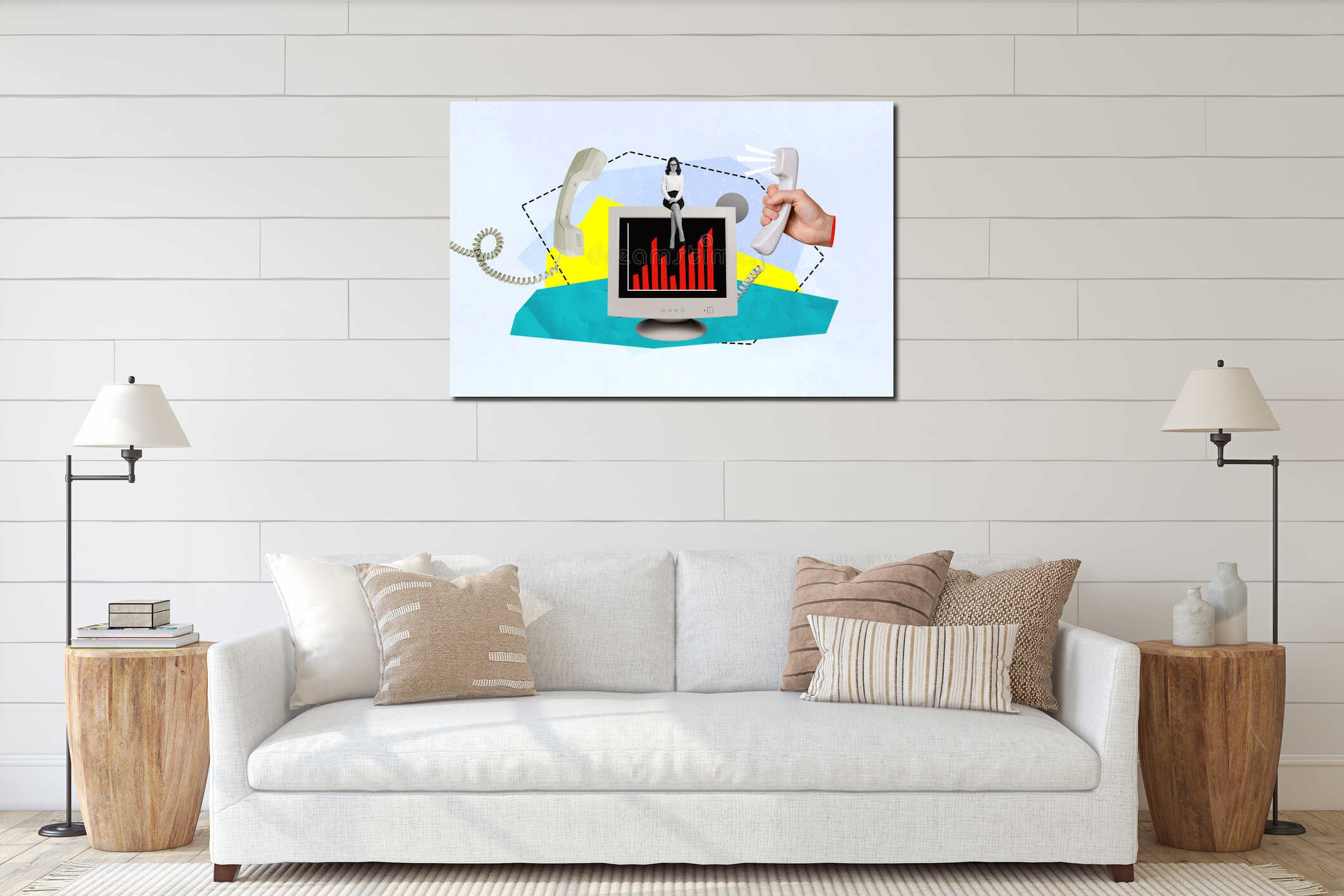 Canvas hanging interior mockup