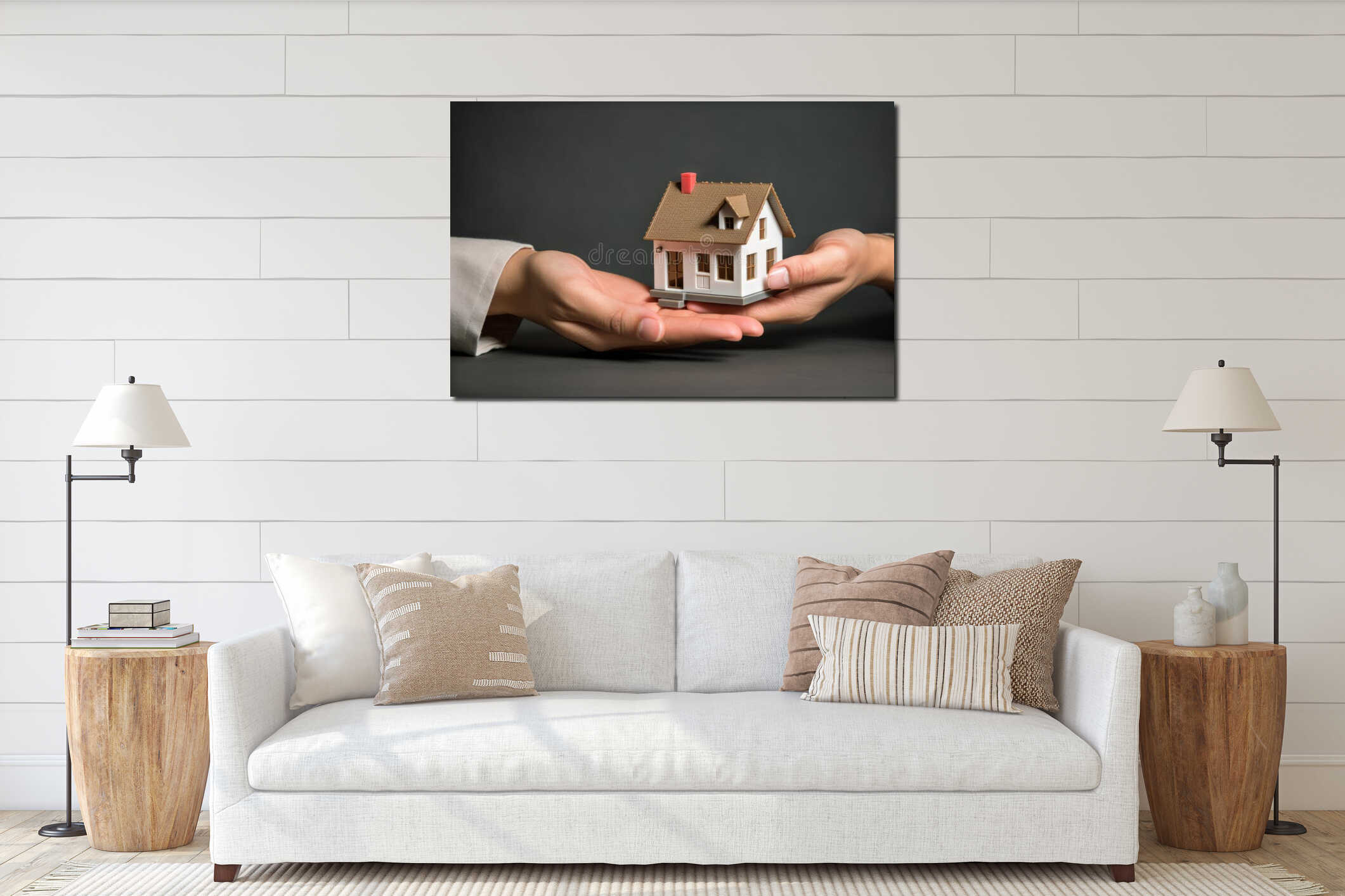 Canvas hanging interior mockup