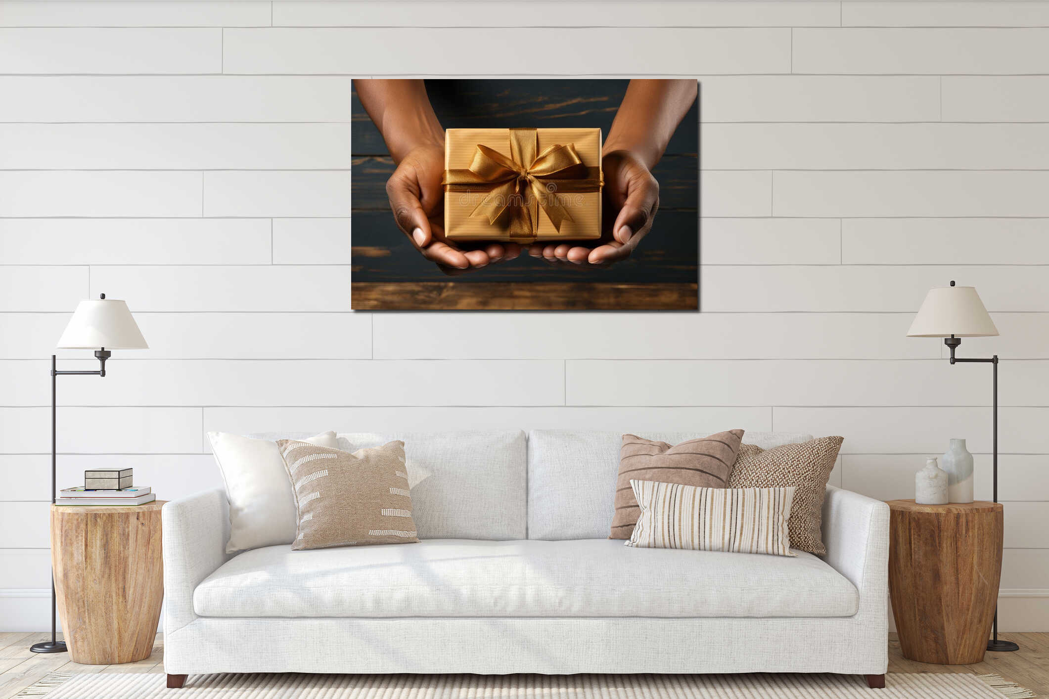Canvas hanging interior mockup