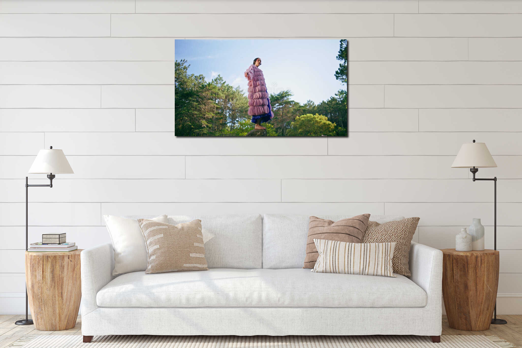 Canvas hanging interior mockup
