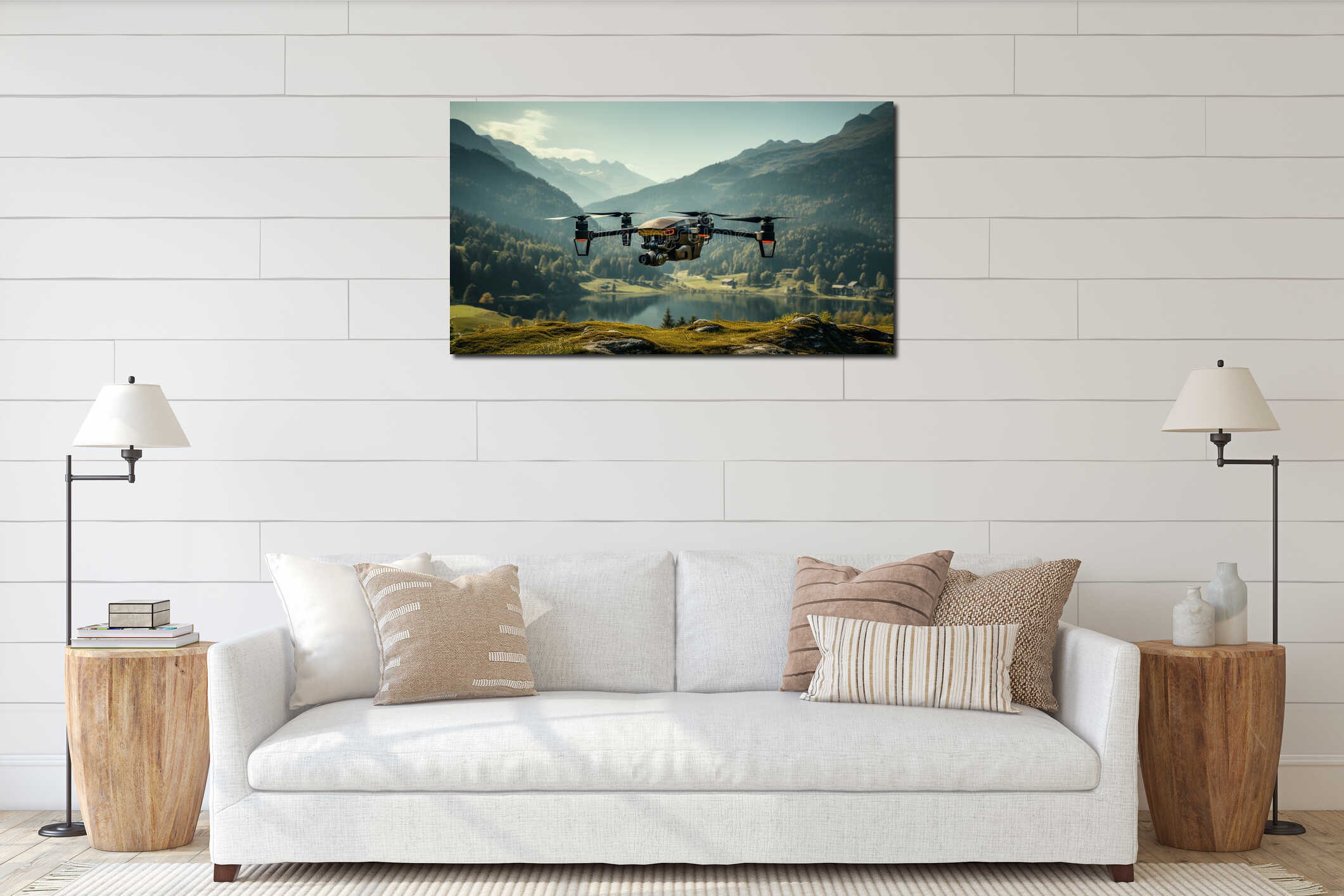 Canvas hanging interior mockup