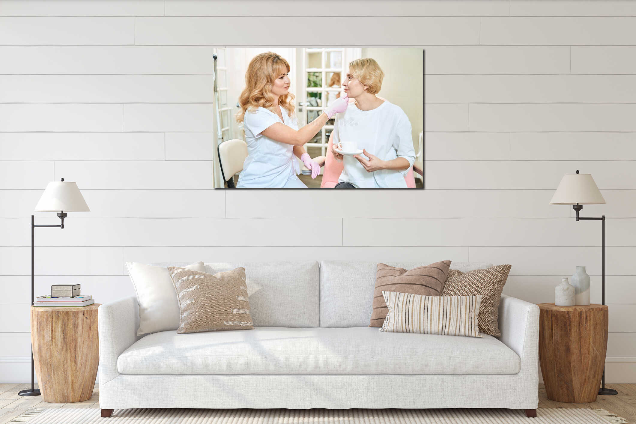 Canvas hanging interior mockup