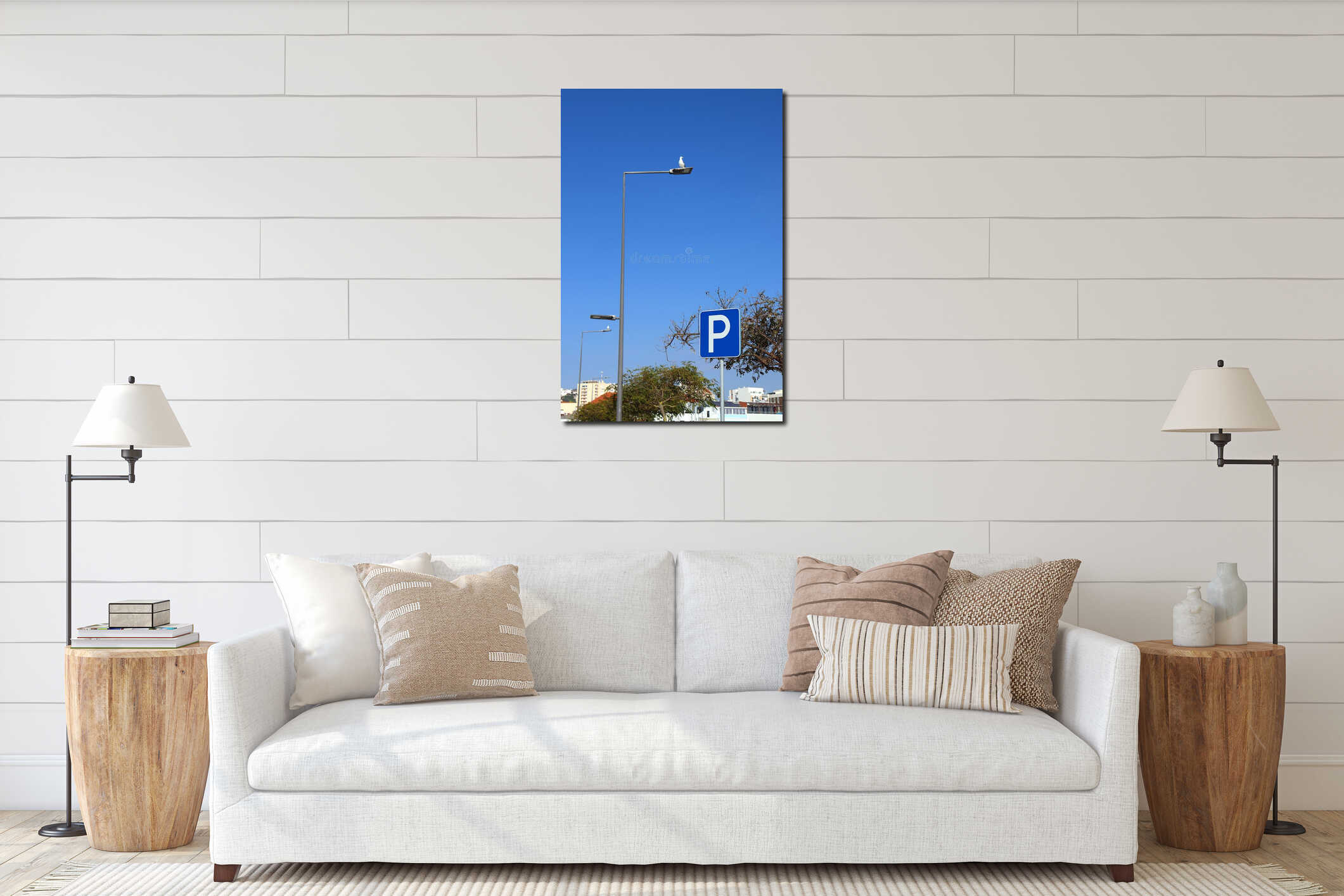 Canvas hanging interior mockup
