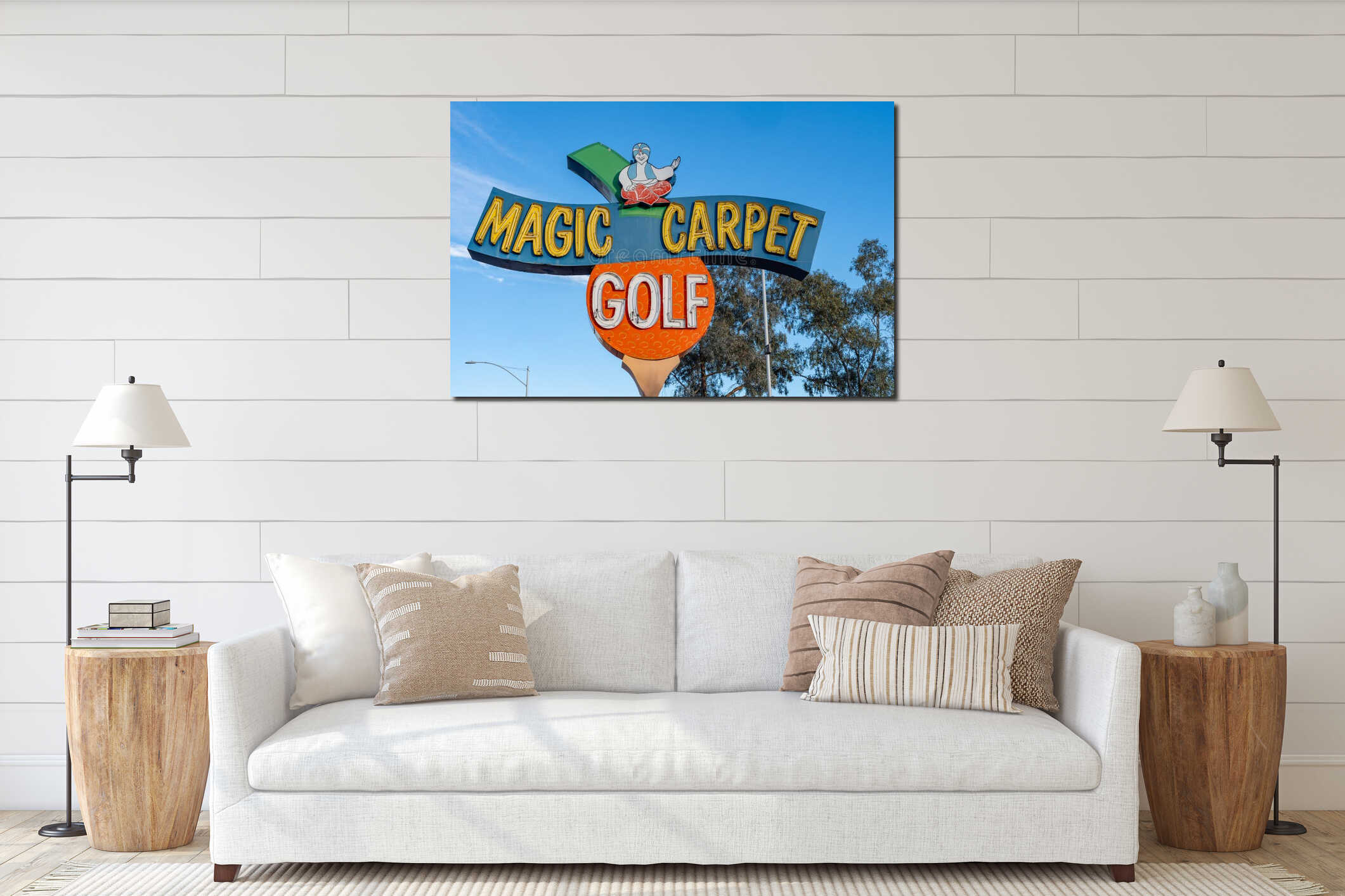 Canvas hanging interior mockup