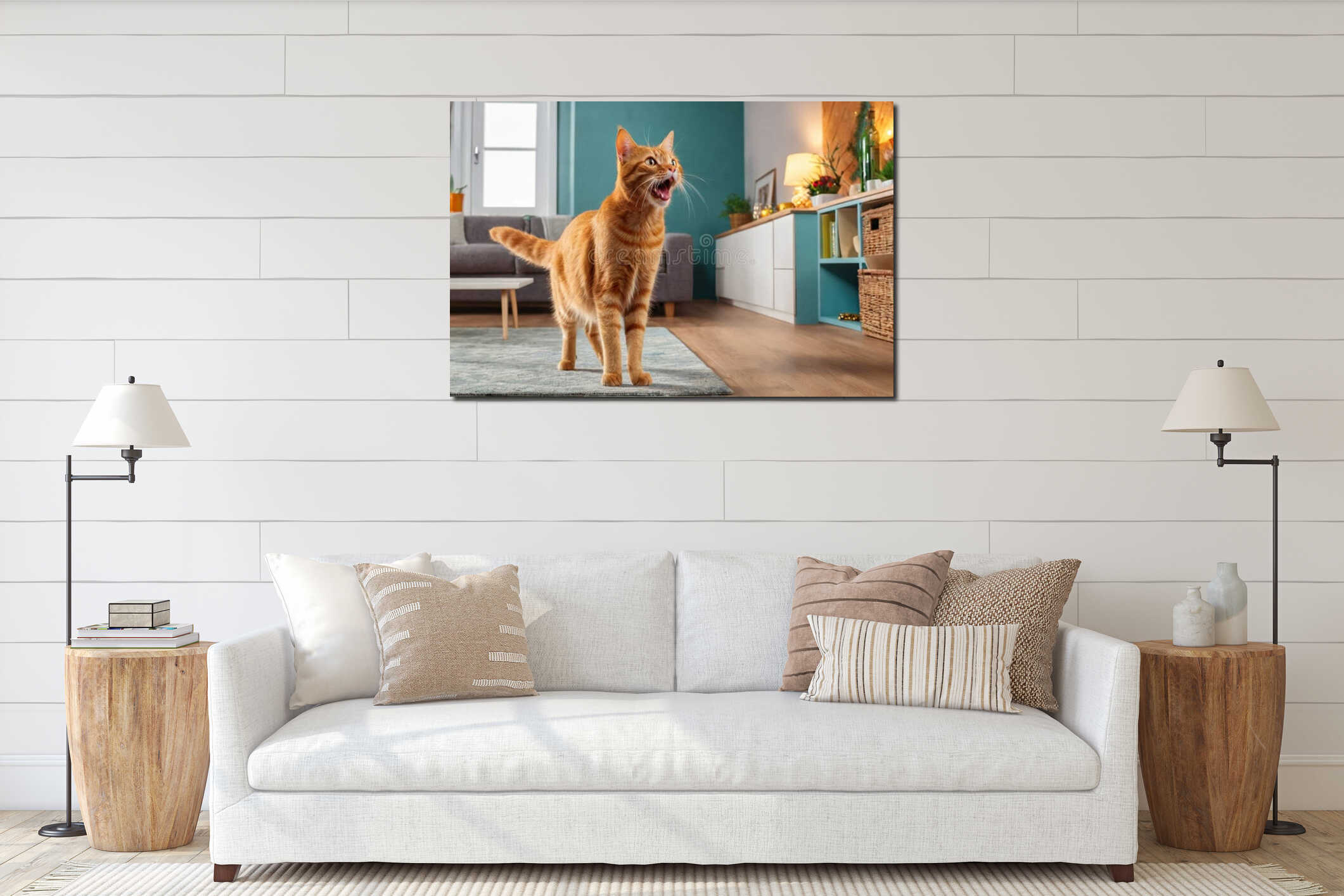 Canvas hanging interior mockup