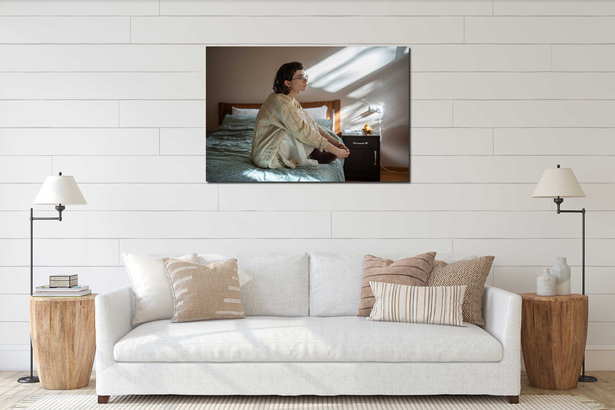 Canvas hanging interior mockup