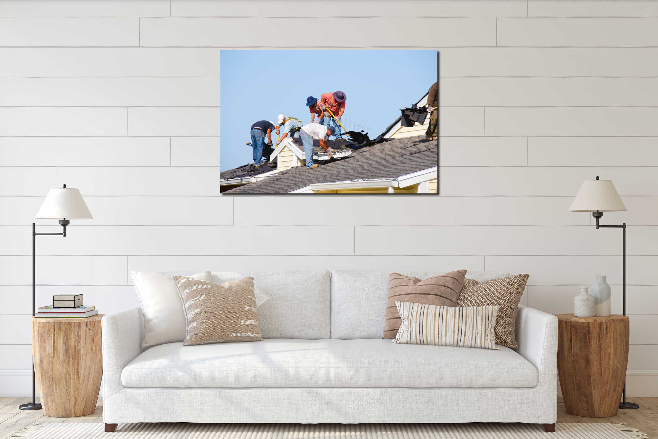 Canvas hanging interior mockup