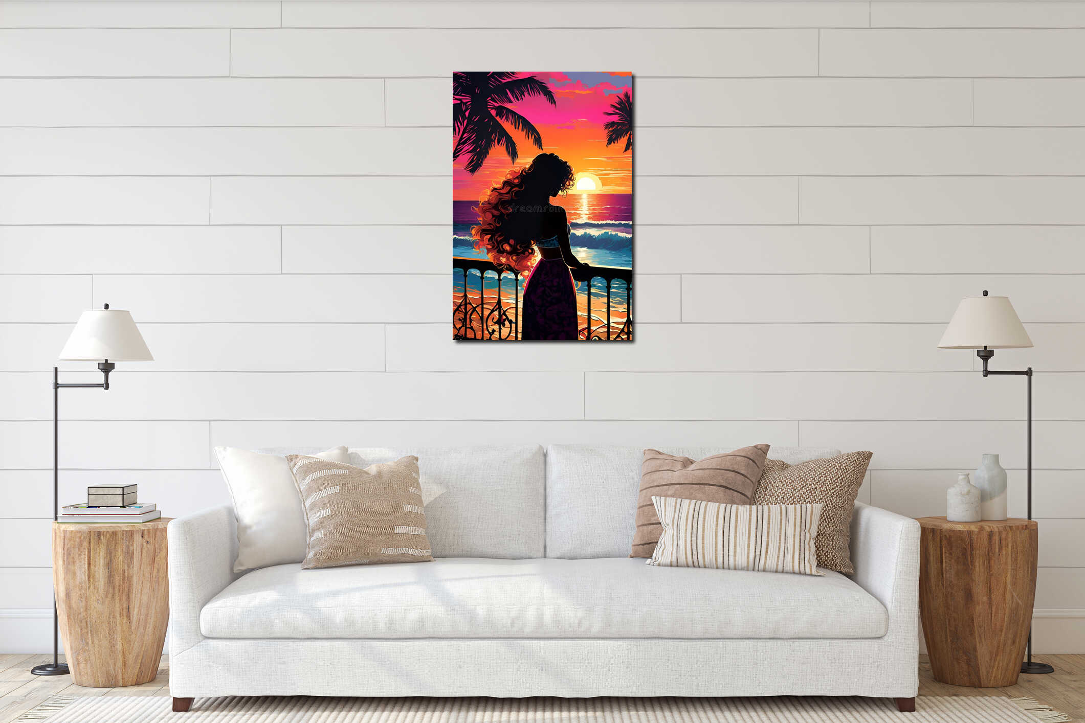 Canvas hanging interior mockup
