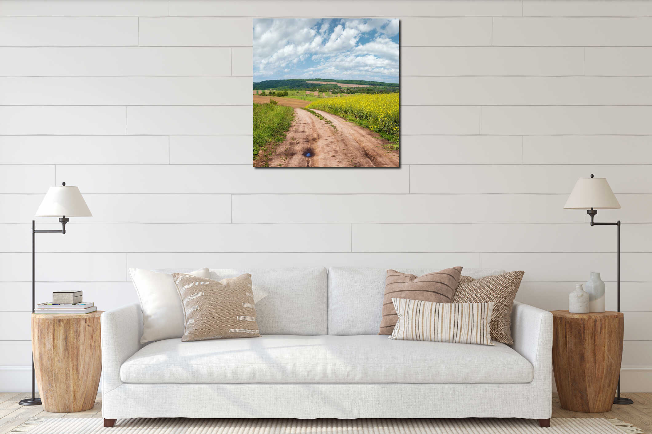 Canvas hanging interior mockup