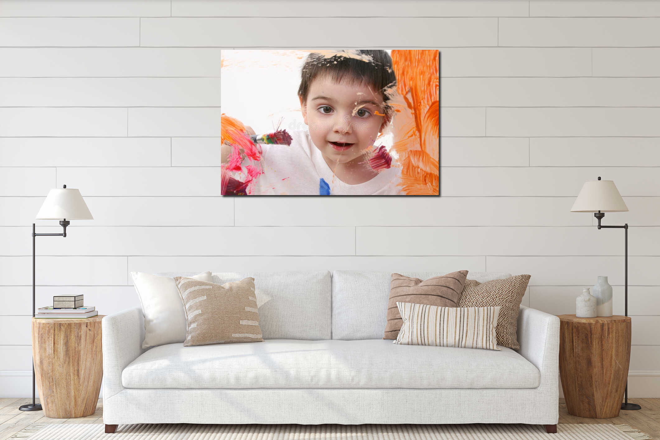 Canvas hanging interior mockup
