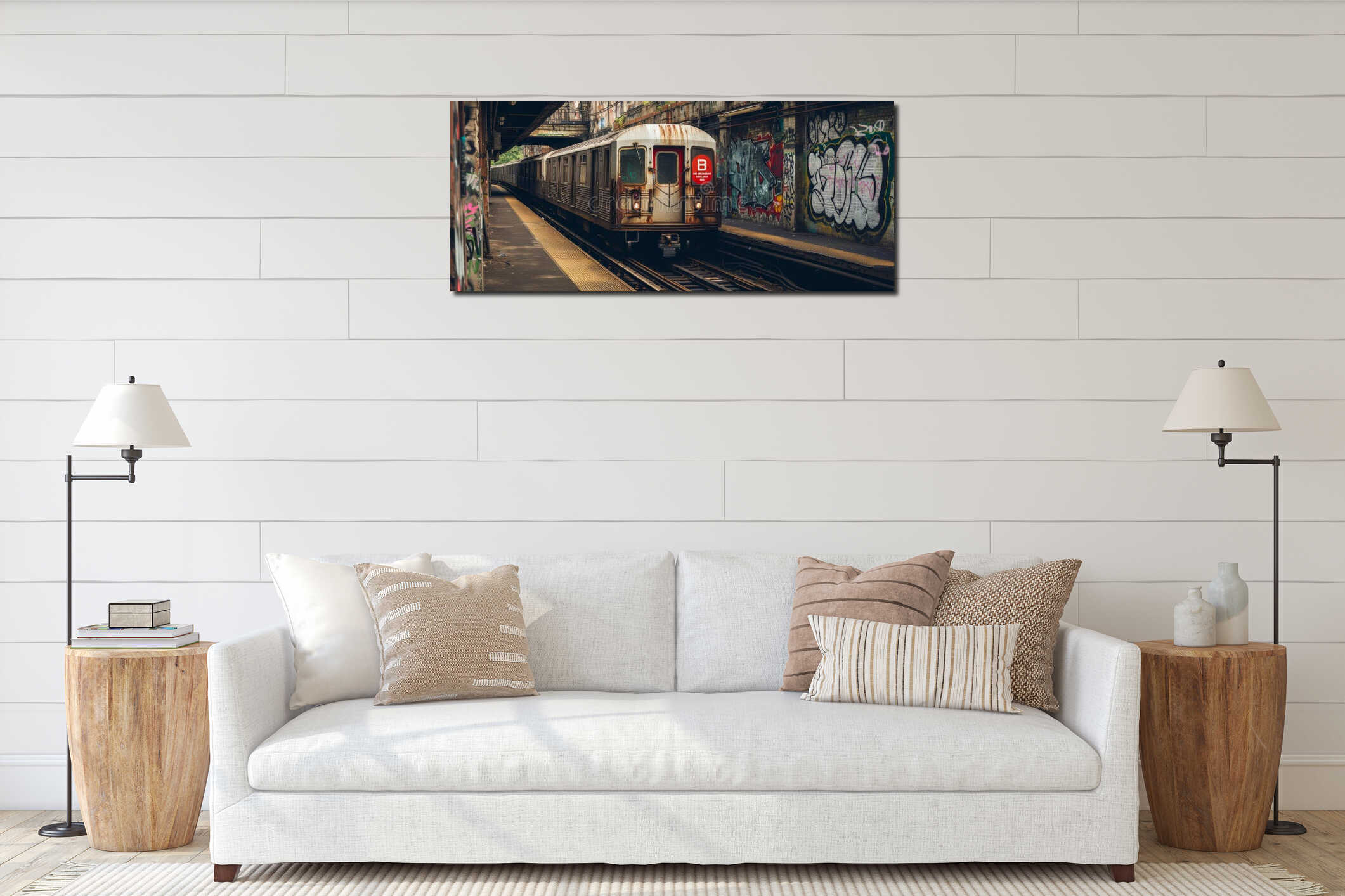 Canvas hanging interior mockup
