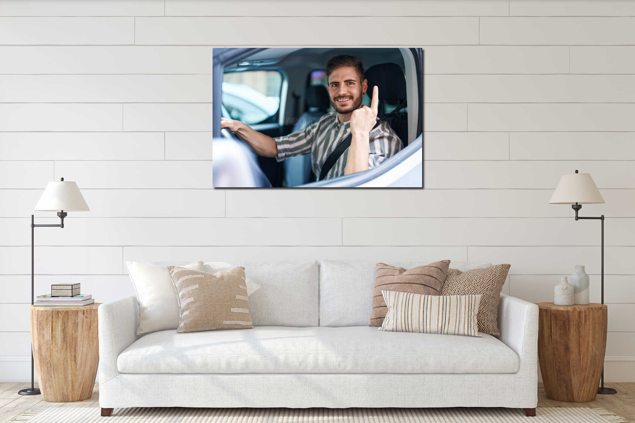 Canvas hanging interior mockup