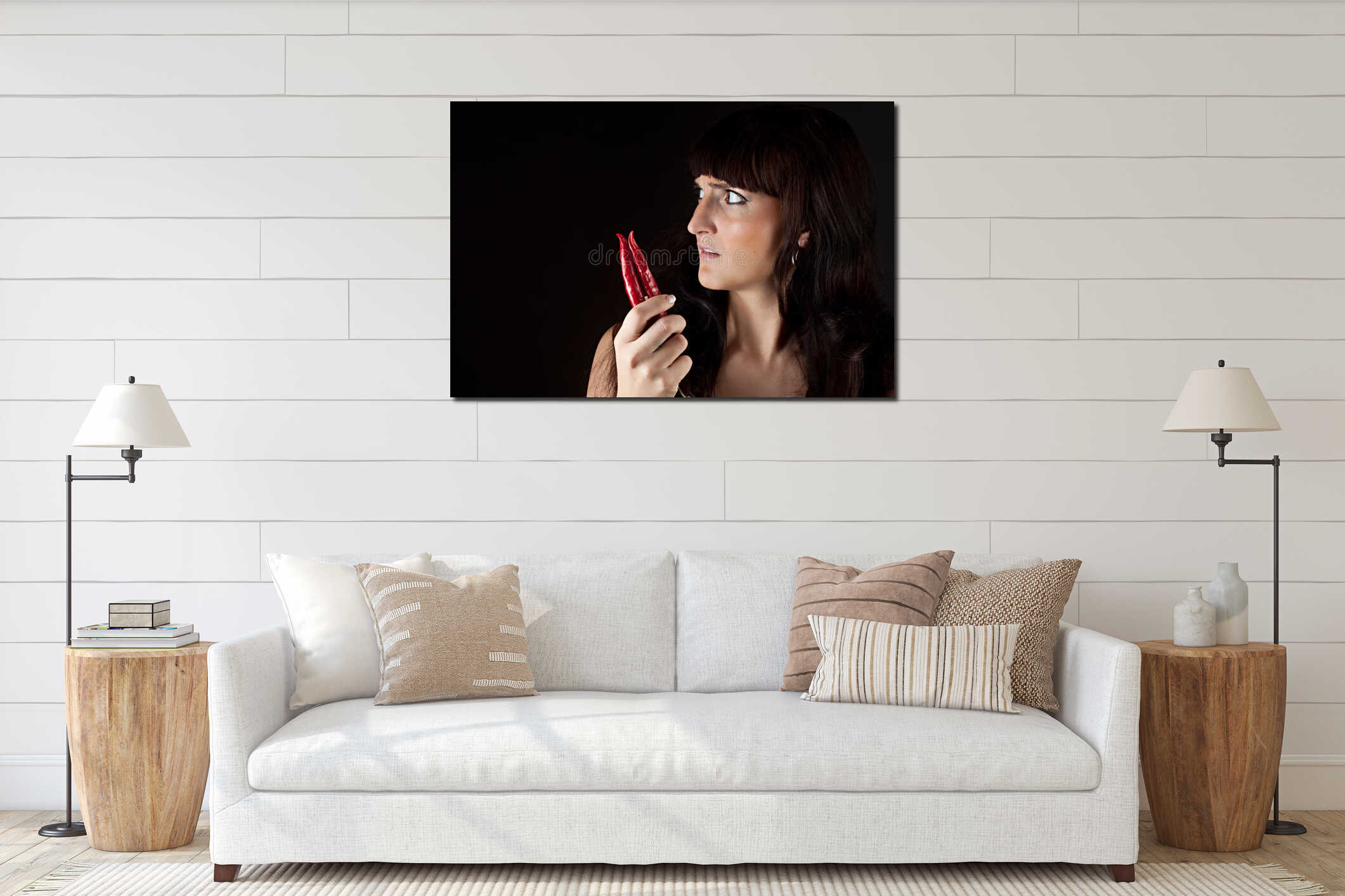 Canvas hanging interior mockup