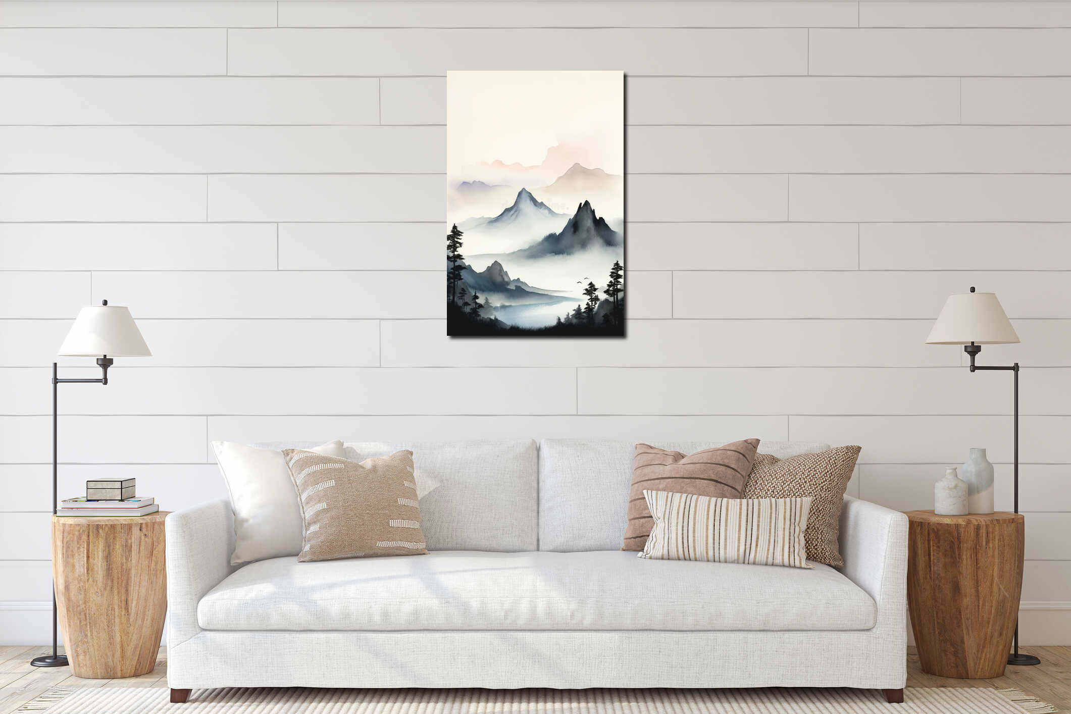 Canvas hanging interior mockup