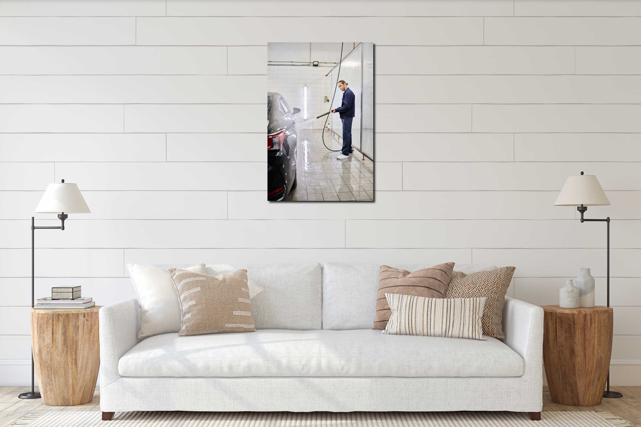 Canvas hanging interior mockup