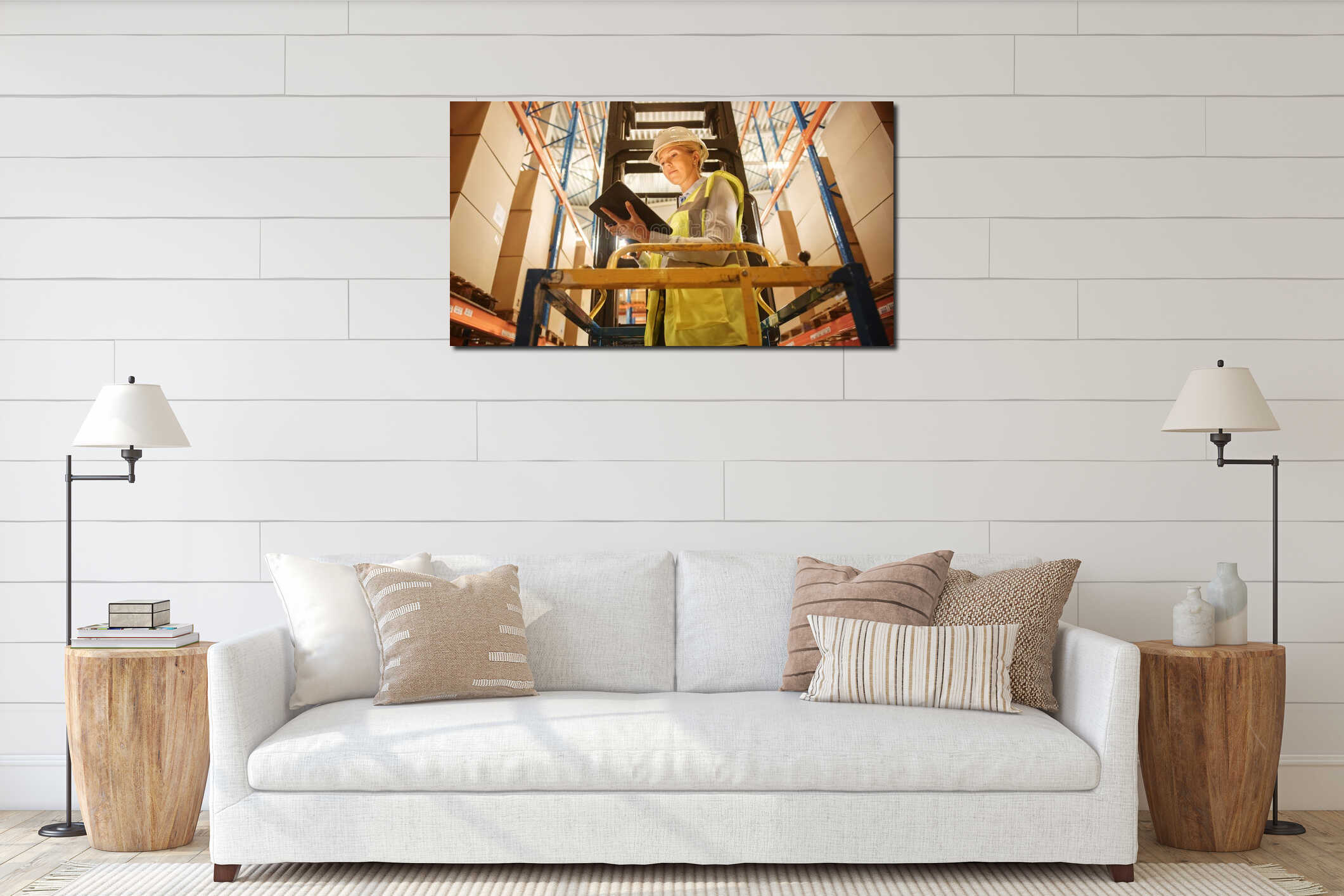 Canvas hanging interior mockup